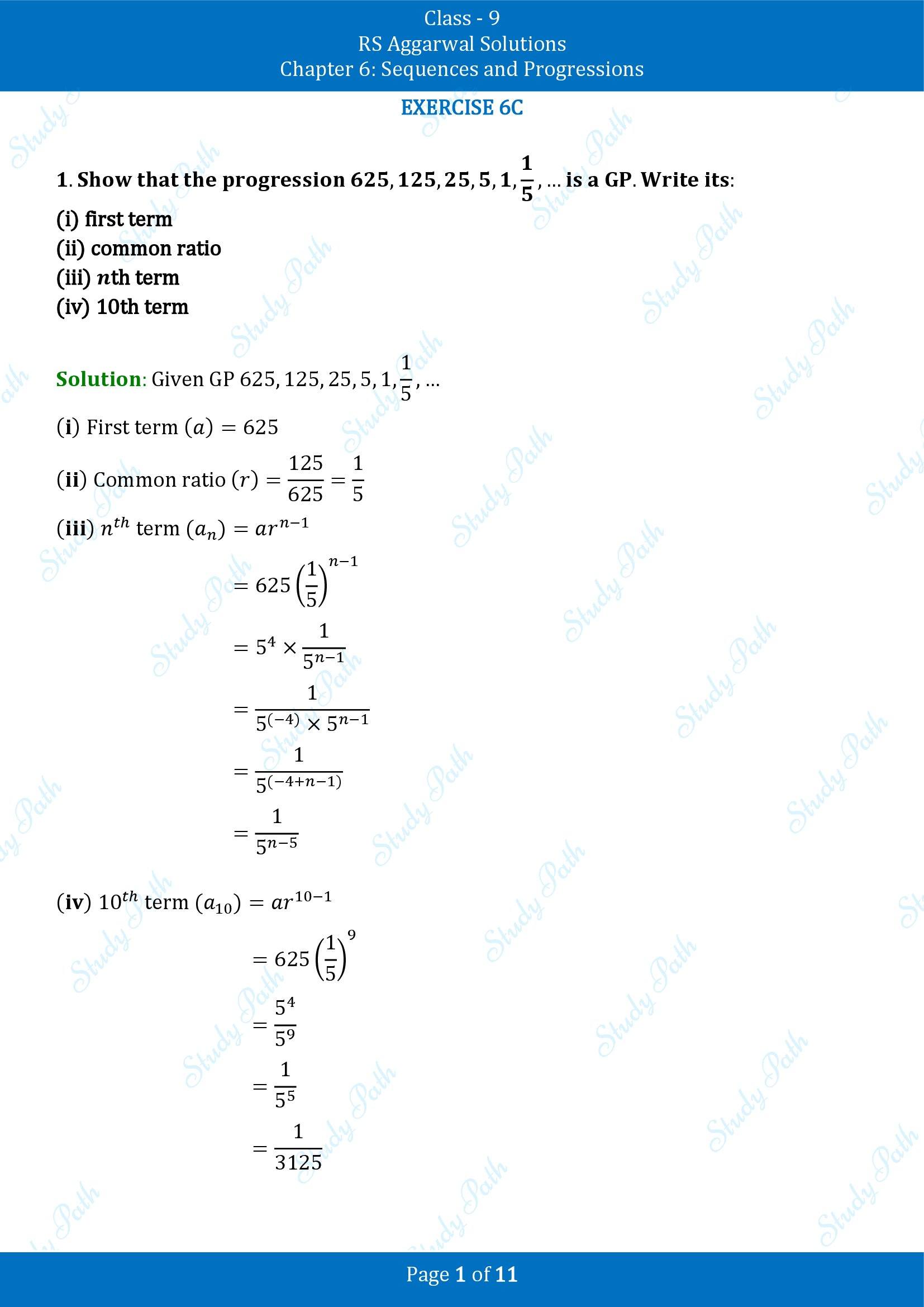 RS Aggarwal Solutions Class 9 Chapter 6 Sequences and Progressions Exercise 6C 00001