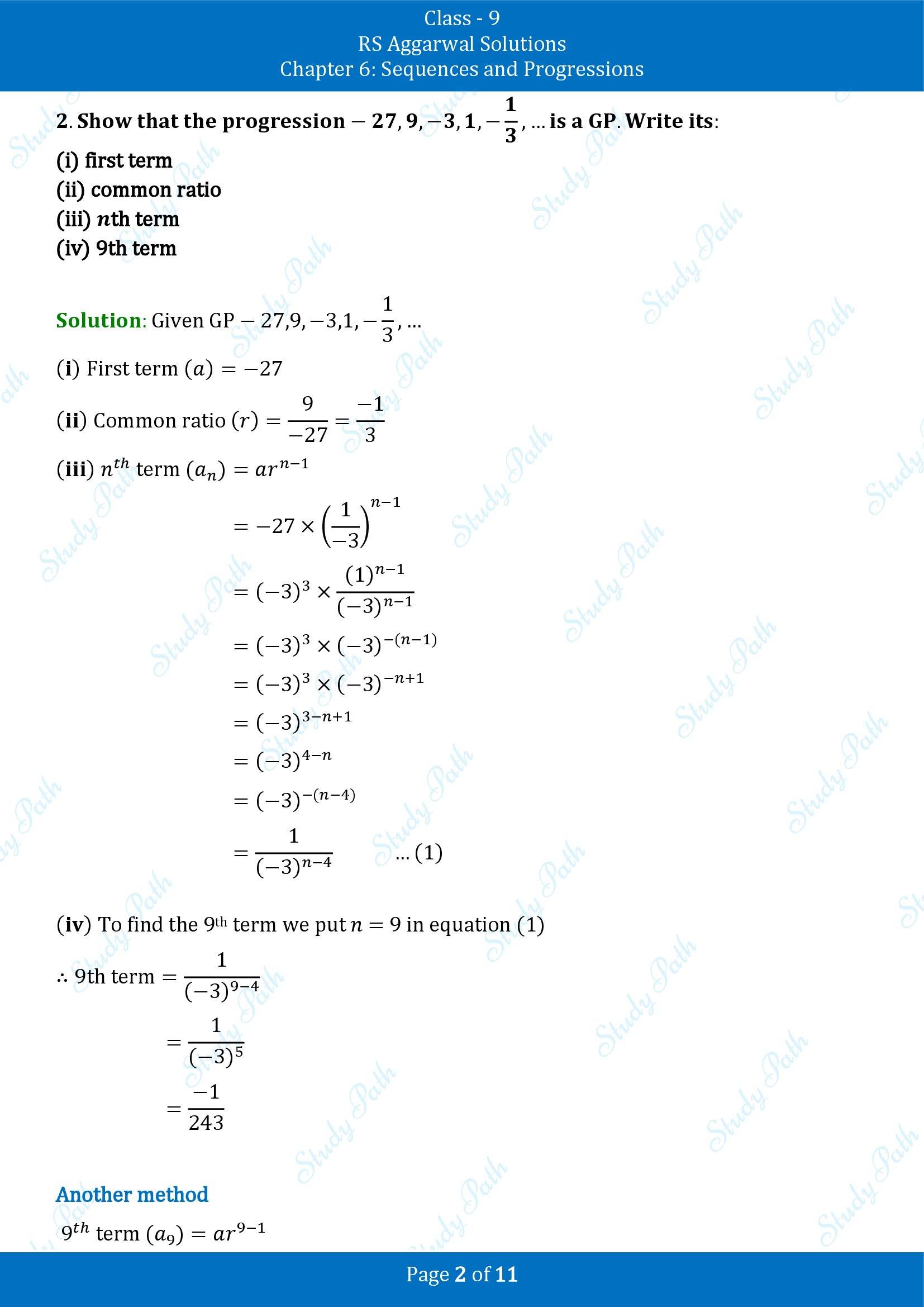 RS Aggarwal Solutions Class 9 Chapter 6 Sequences and Progressions Exercise 6C 00002