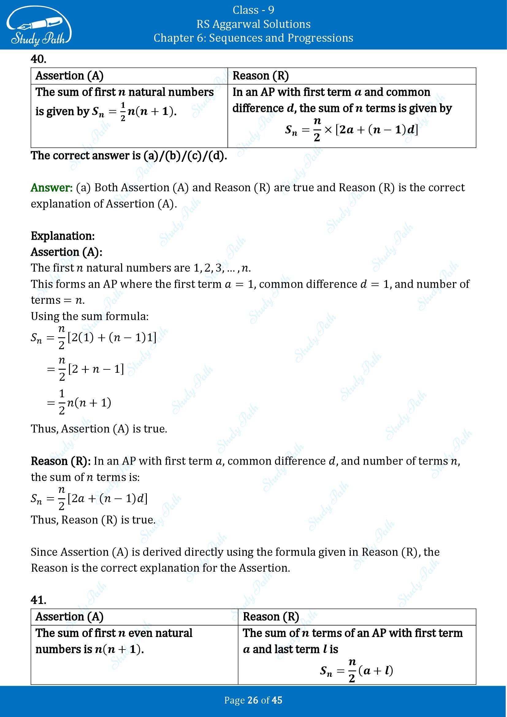 RS Aggarwal Solutions Class 9 Chapter 6 Sequences and Progressions Multiple Choice Questions MCQs 00026