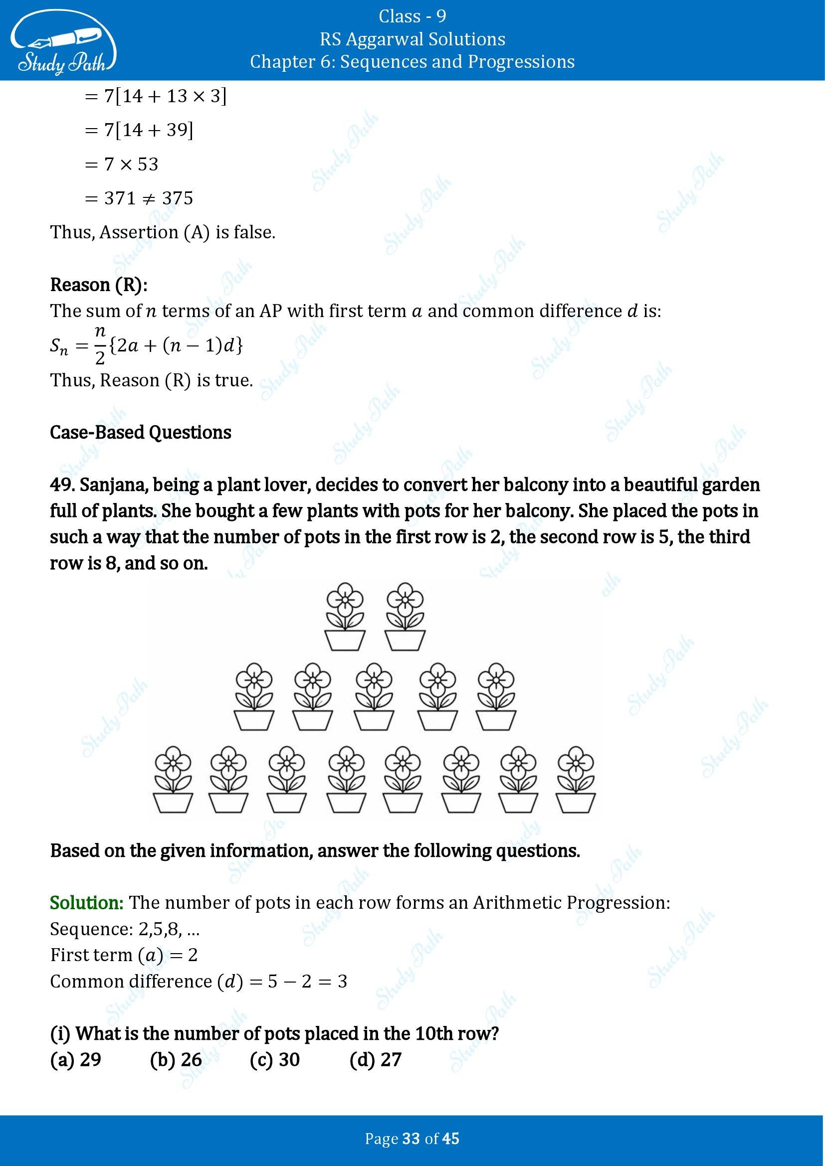 RS Aggarwal Solutions Class 9 Chapter 6 Sequences and Progressions Multiple Choice Questions MCQs 00033