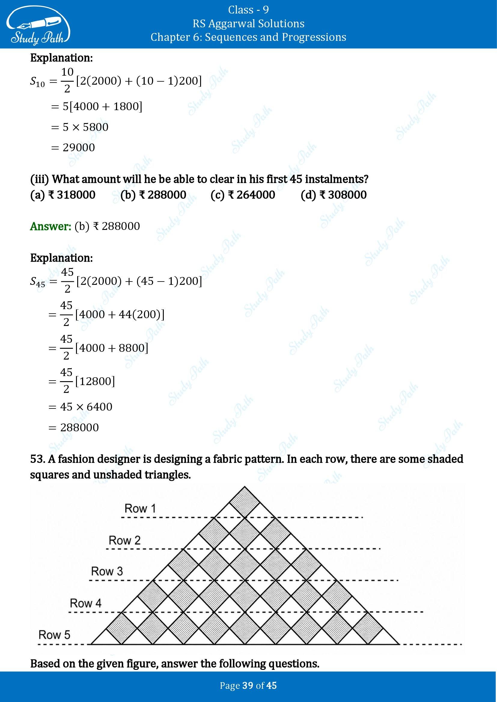 RS Aggarwal Solutions Class 9 Chapter 6 Sequences and Progressions Multiple Choice Questions MCQs 00039