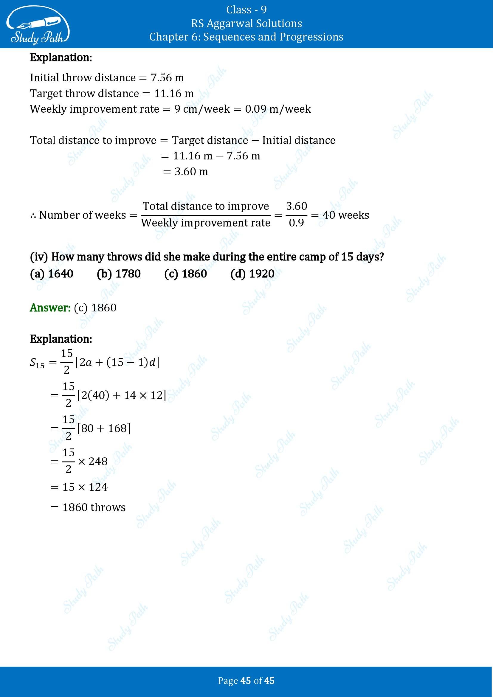 RS Aggarwal Solutions Class 9 Chapter 6 Sequences and Progressions Multiple Choice Questions MCQs 00045