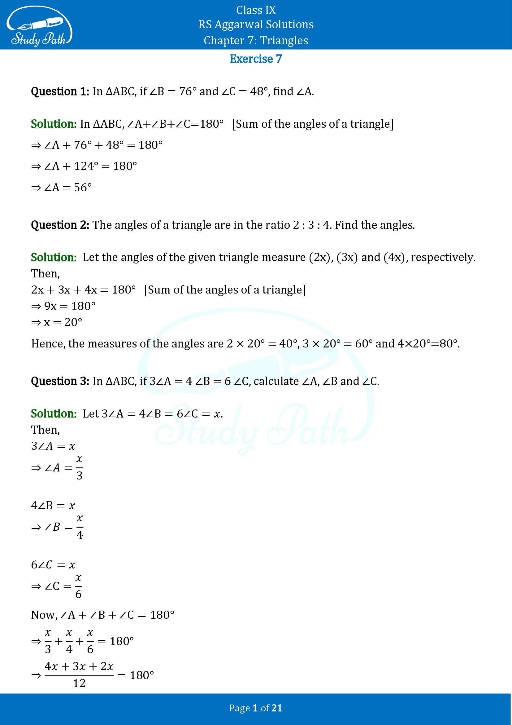 RS Aggarwal Solutions Class 9 Chapter 7 Triangles Exercise 7 00001