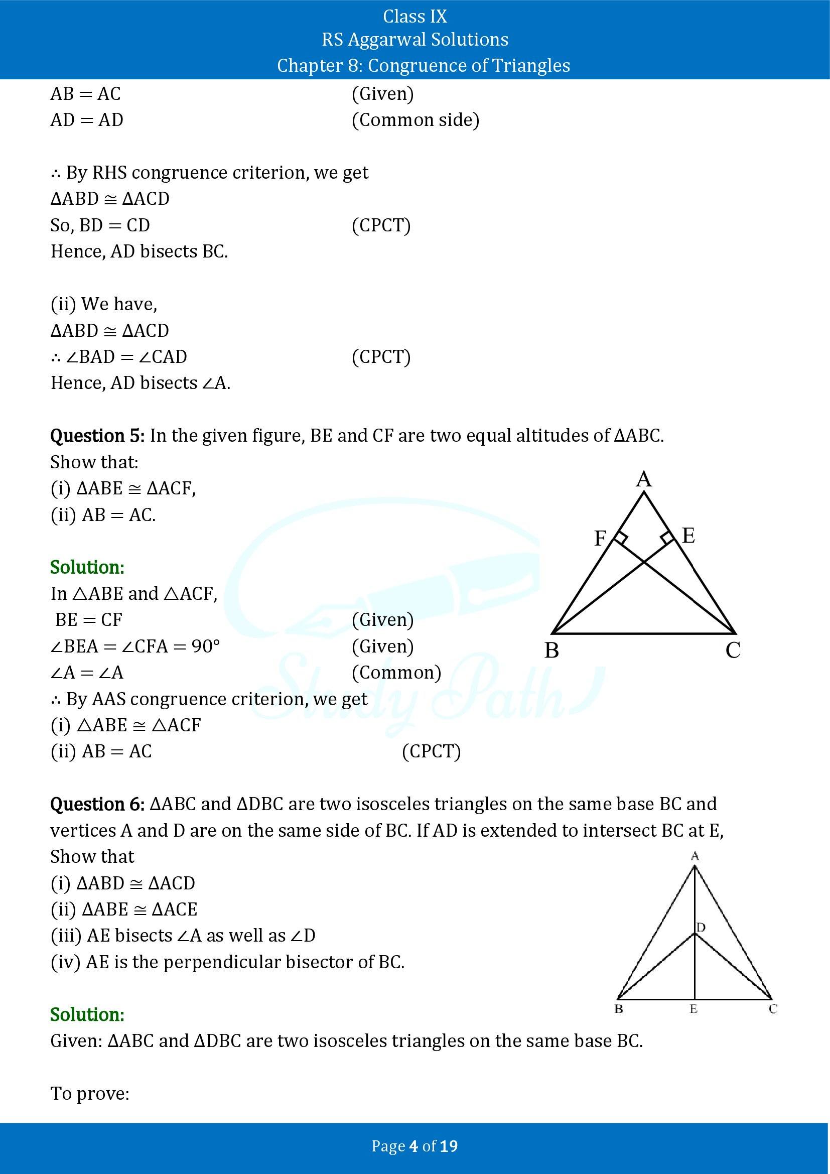 RS Aggarwal Solutions Class 9 Chapter 8 Congruence of Triangles Exercise 8 00004