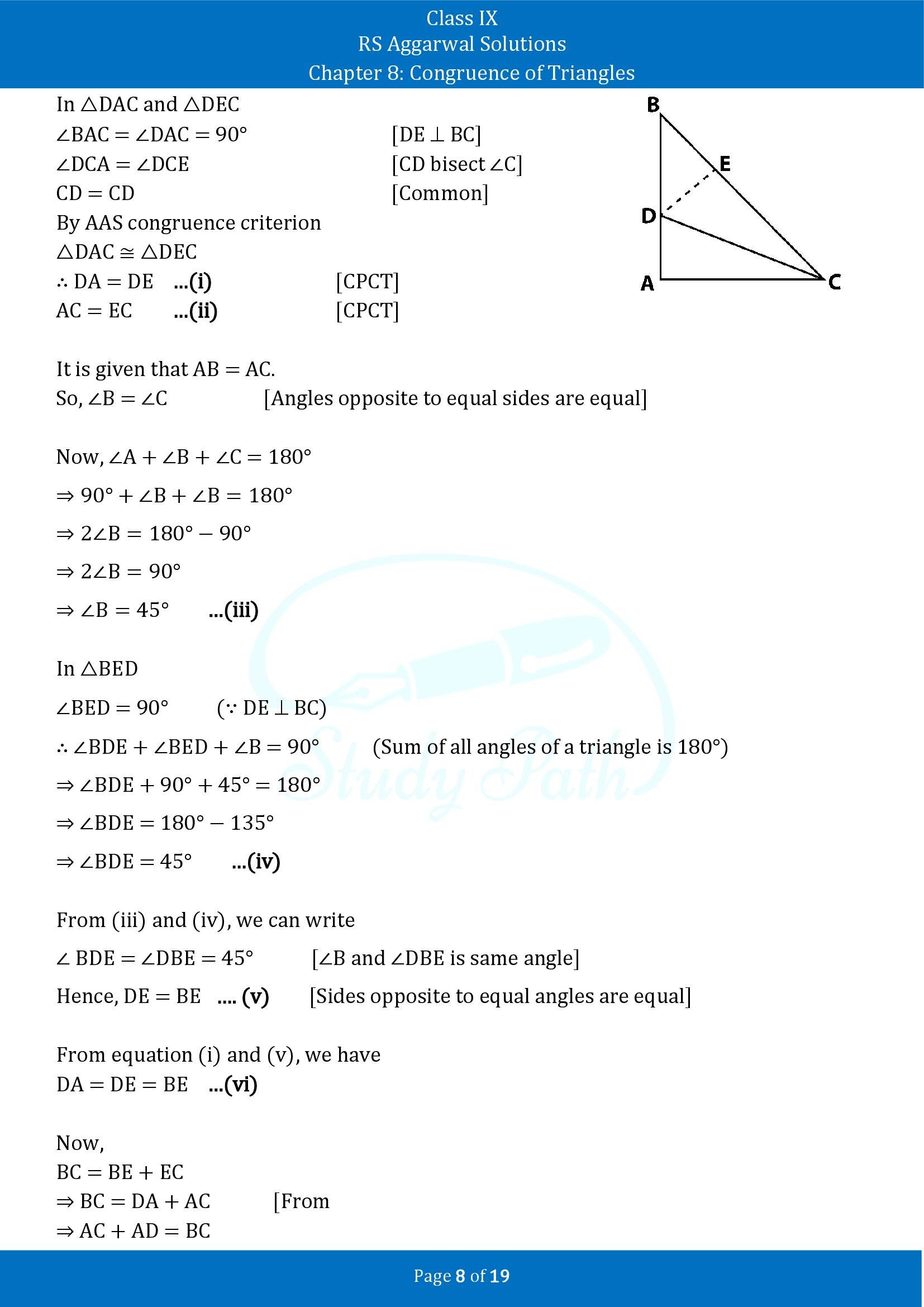 RS Aggarwal Solutions Class 9 Chapter 8 Congruence of Triangles Exercise 8 00008