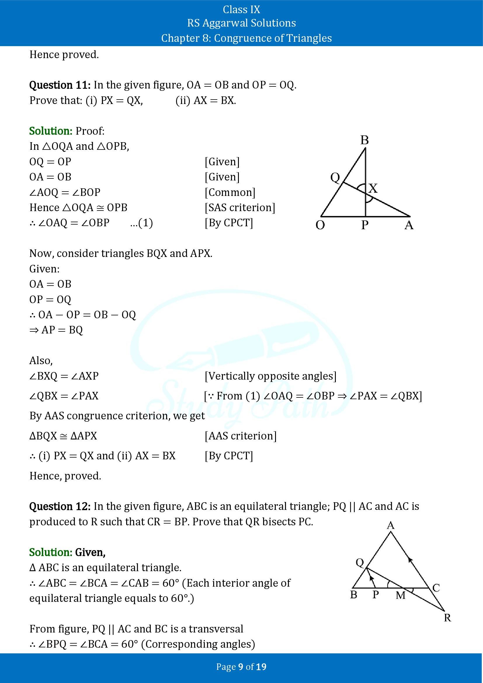 RS Aggarwal Solutions Class 9 Chapter 8 Congruence of Triangles Exercise 8 00009