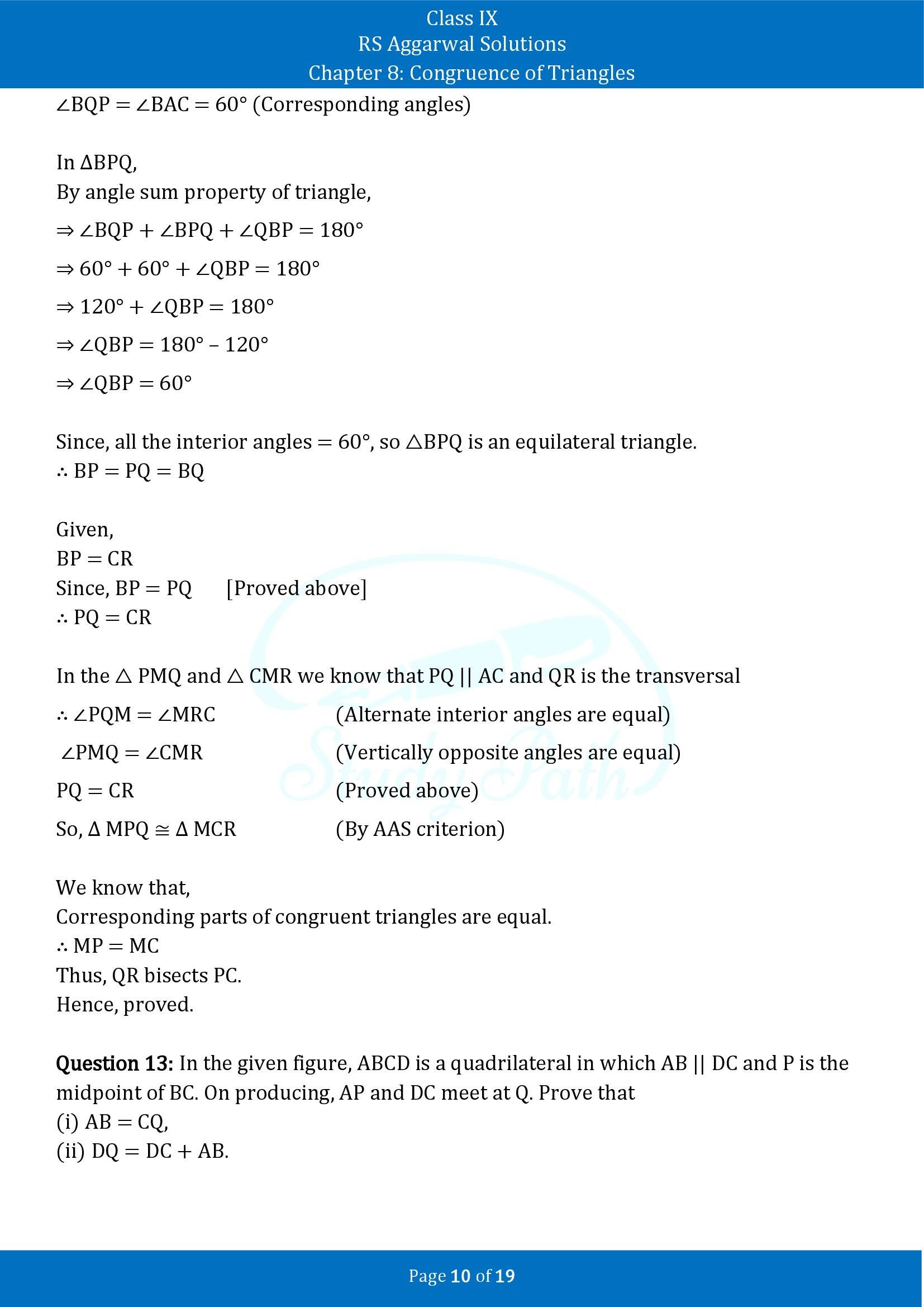 RS Aggarwal Solutions Class 9 Chapter 8 Congruence of Triangles Exercise 8 00010