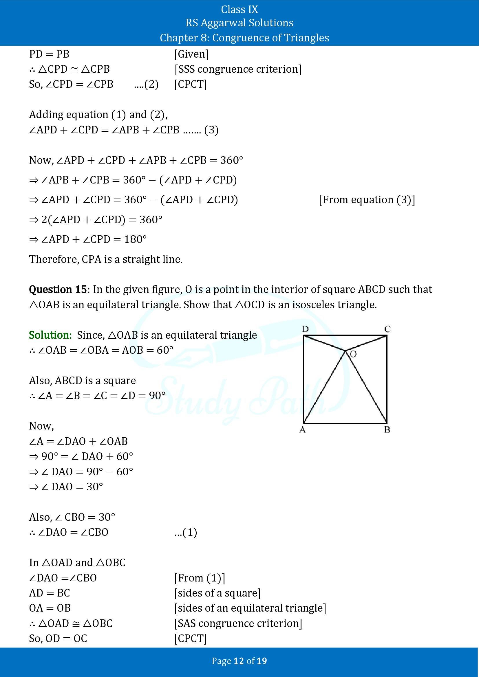 RS Aggarwal Solutions Class 9 Chapter 8 Congruence of Triangles Exercise 8 00012