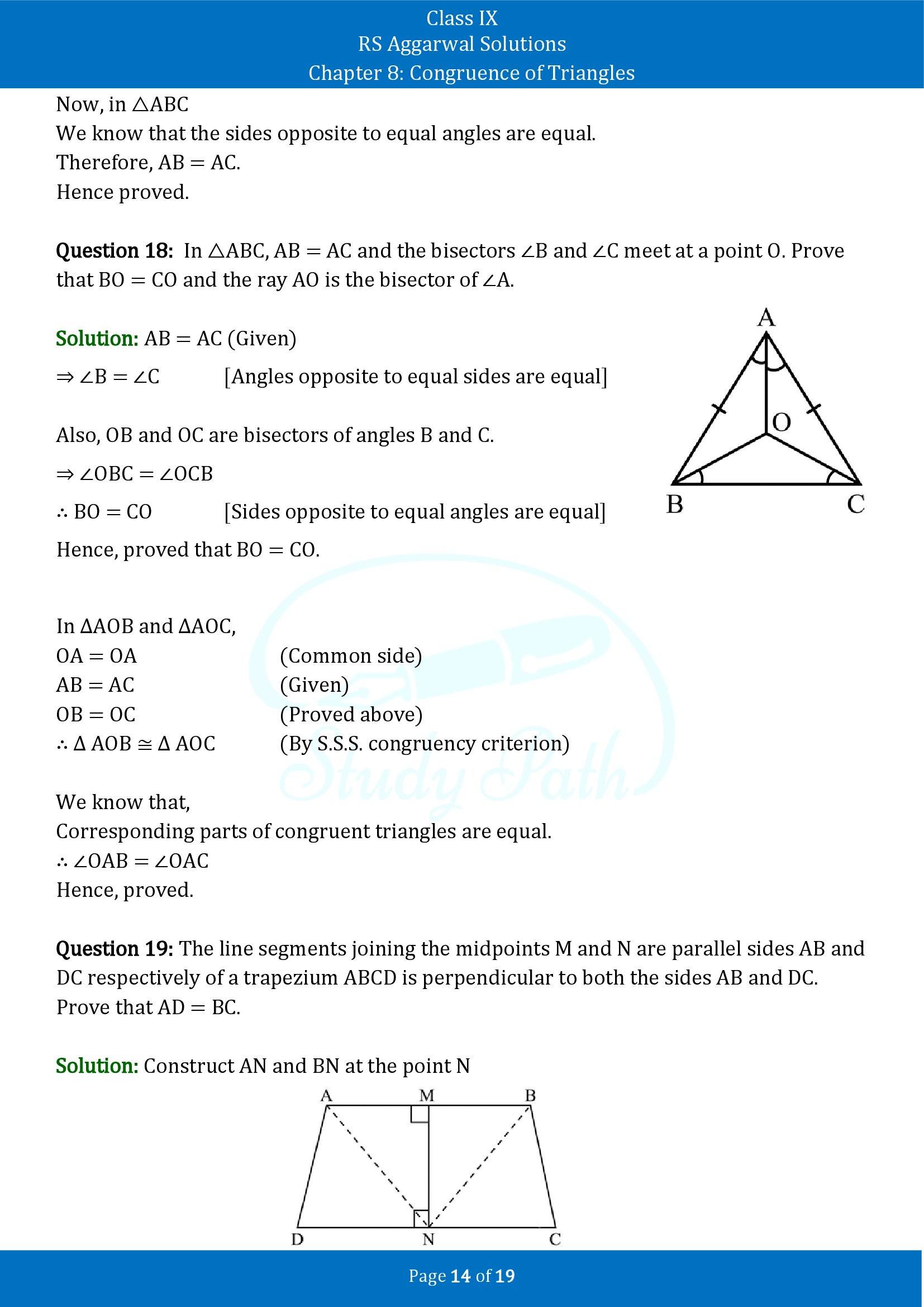 RS Aggarwal Solutions Class 9 Chapter 8 Congruence of Triangles Exercise 8 00014