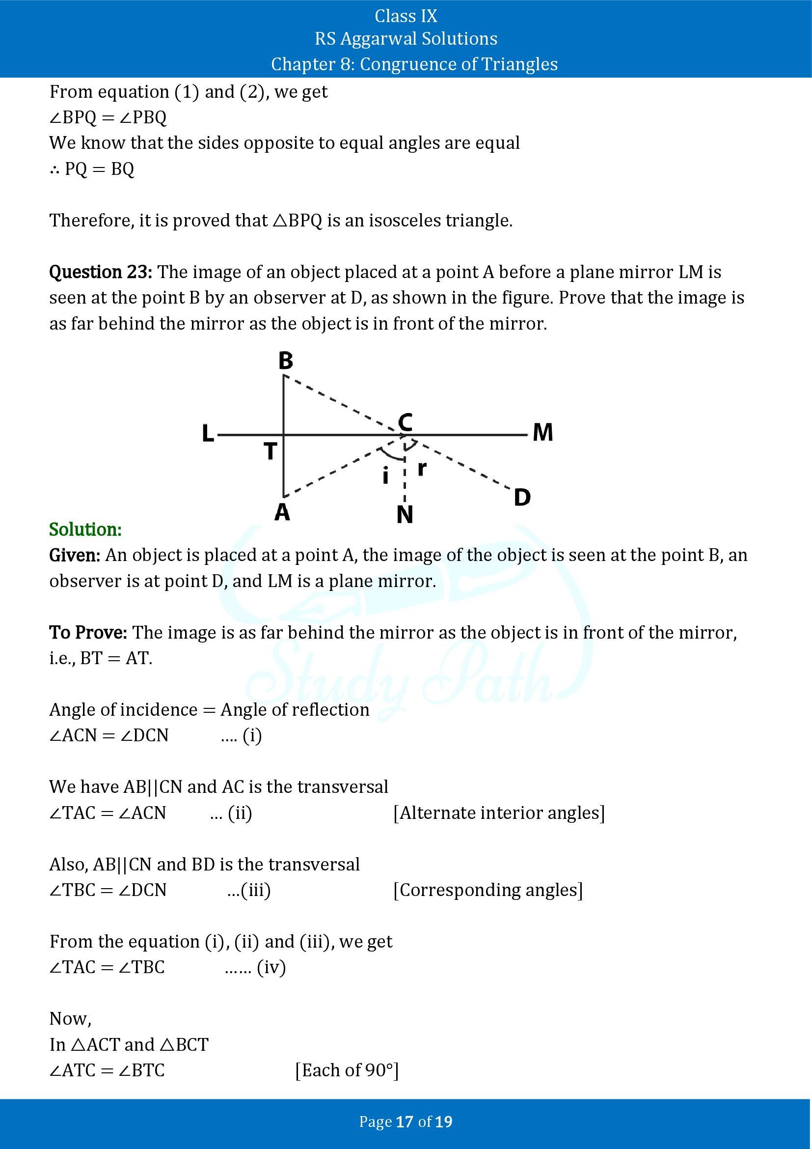 RS Aggarwal Solutions Class 9 Chapter 8 Congruence of Triangles Exercise 8 00017