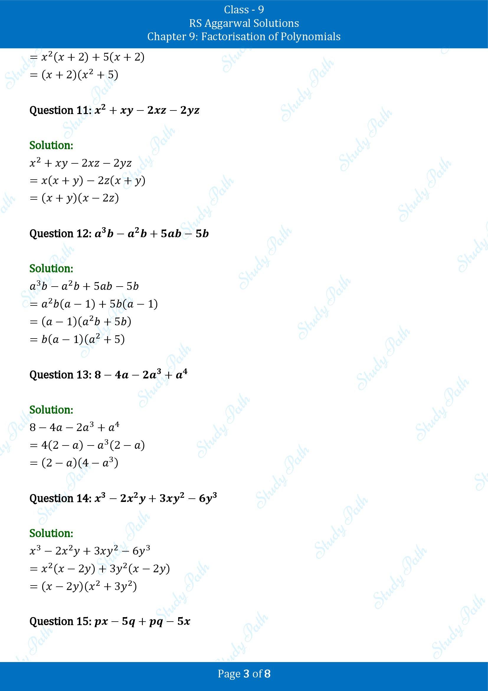RS Aggarwal Solutions Class 9 Chapter 9 Factorisation of Polynomials Exercise 9A 00003