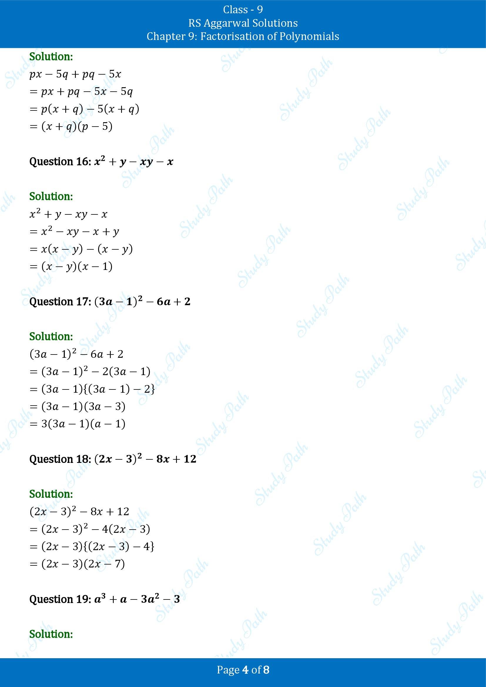 RS Aggarwal Solutions Class 9 Chapter 9 Factorisation of Polynomials Exercise 9A 00004
