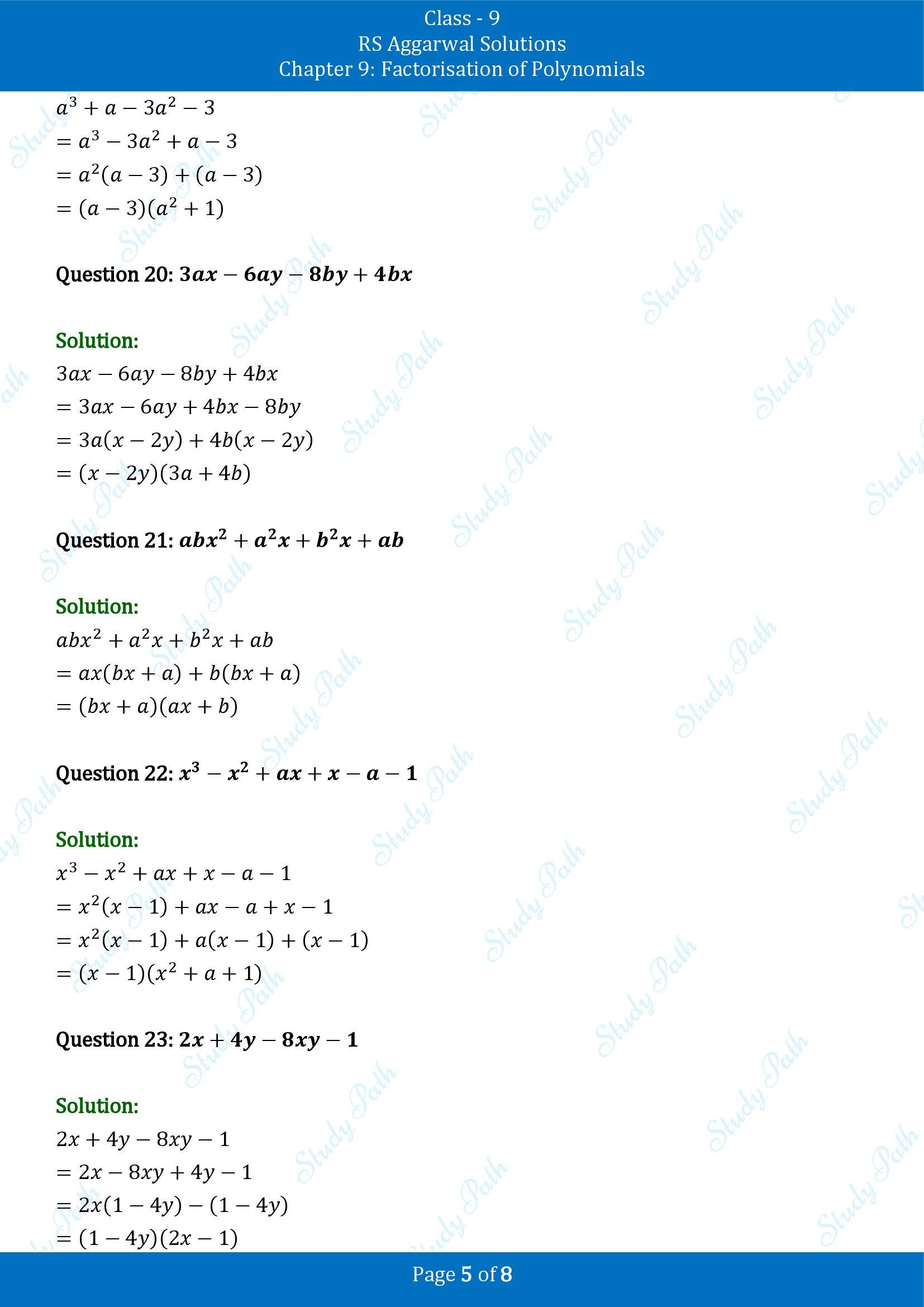 RS Aggarwal Solutions Class 9 Chapter 9 Factorisation of Polynomials Exercise 9A 00005