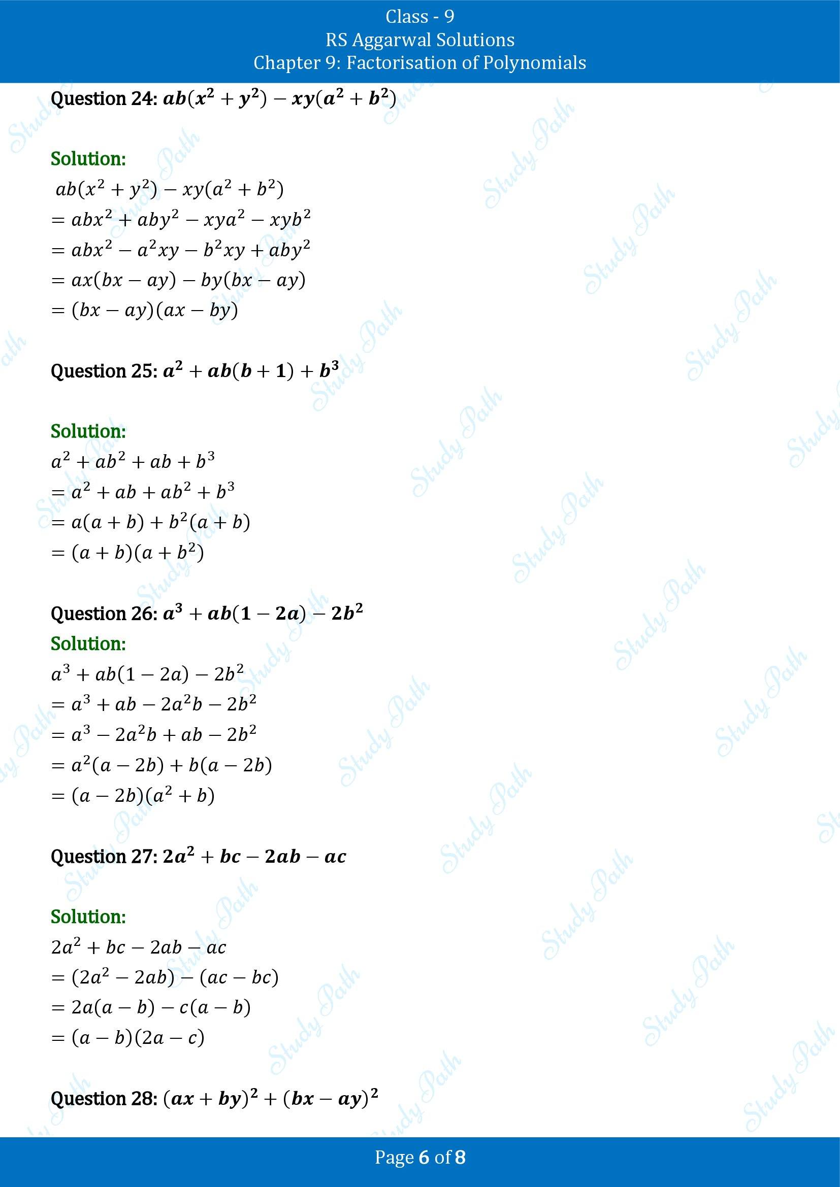 RS Aggarwal Solutions Class 9 Chapter 9 Factorisation of Polynomials Exercise 9A 00006