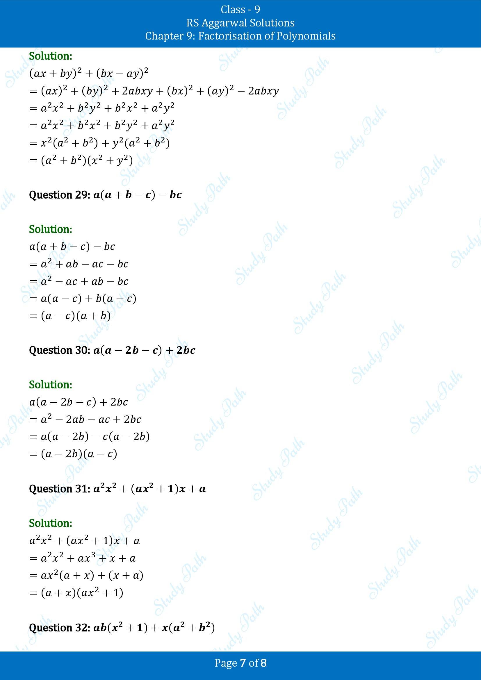 RS Aggarwal Solutions Class 9 Chapter 9 Factorisation of Polynomials Exercise 9A 00007