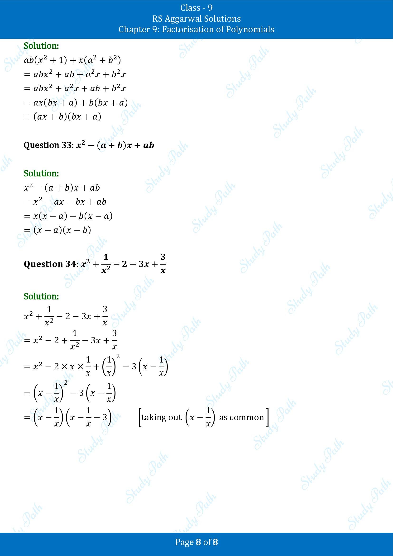 RS Aggarwal Solutions Class 9 Chapter 9 Factorisation of Polynomials Exercise 9A 00008