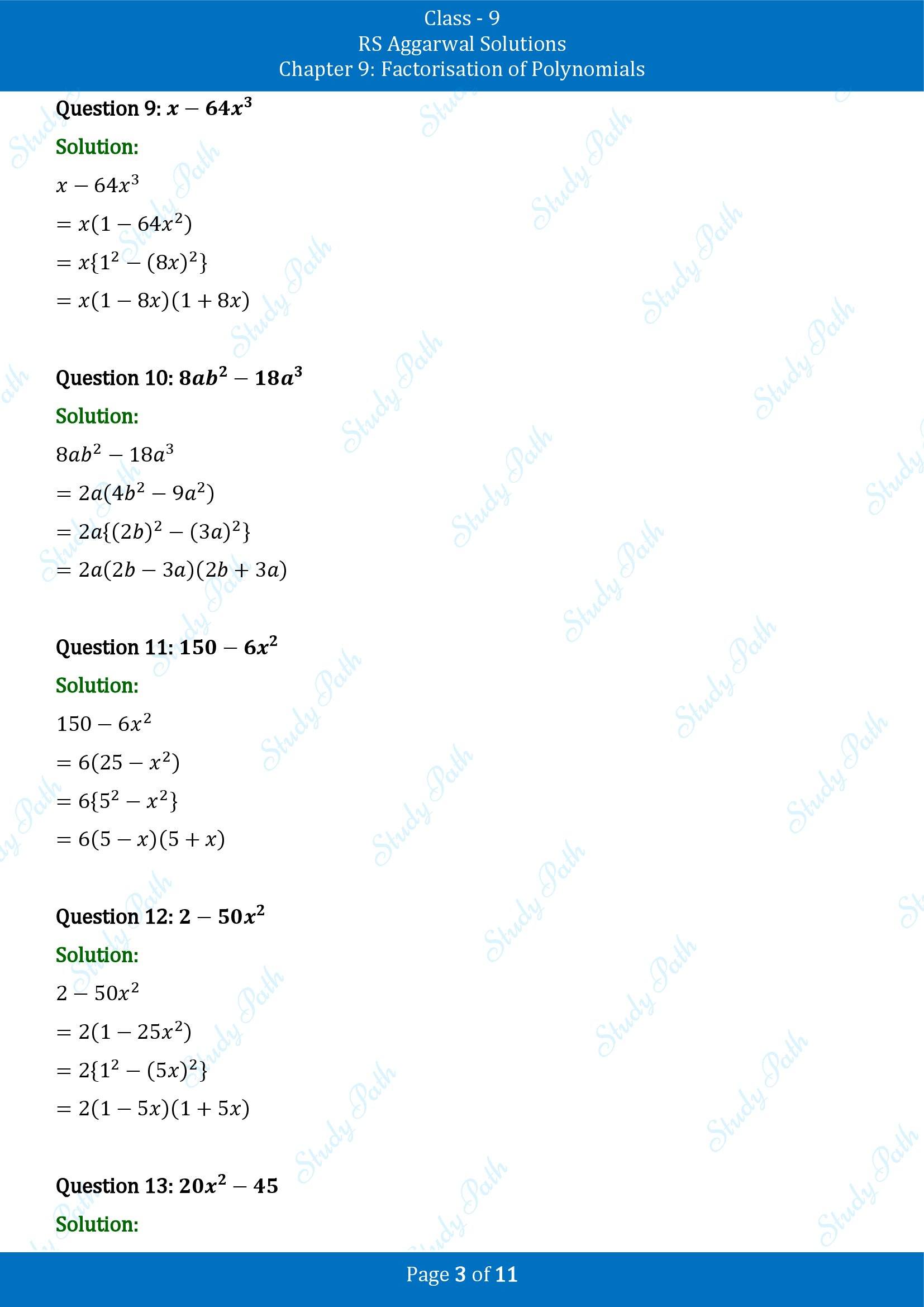 RS Aggarwal Solutions Class 9 Chapter 9 Factorisation of Polynomials Exercise 9B 00003