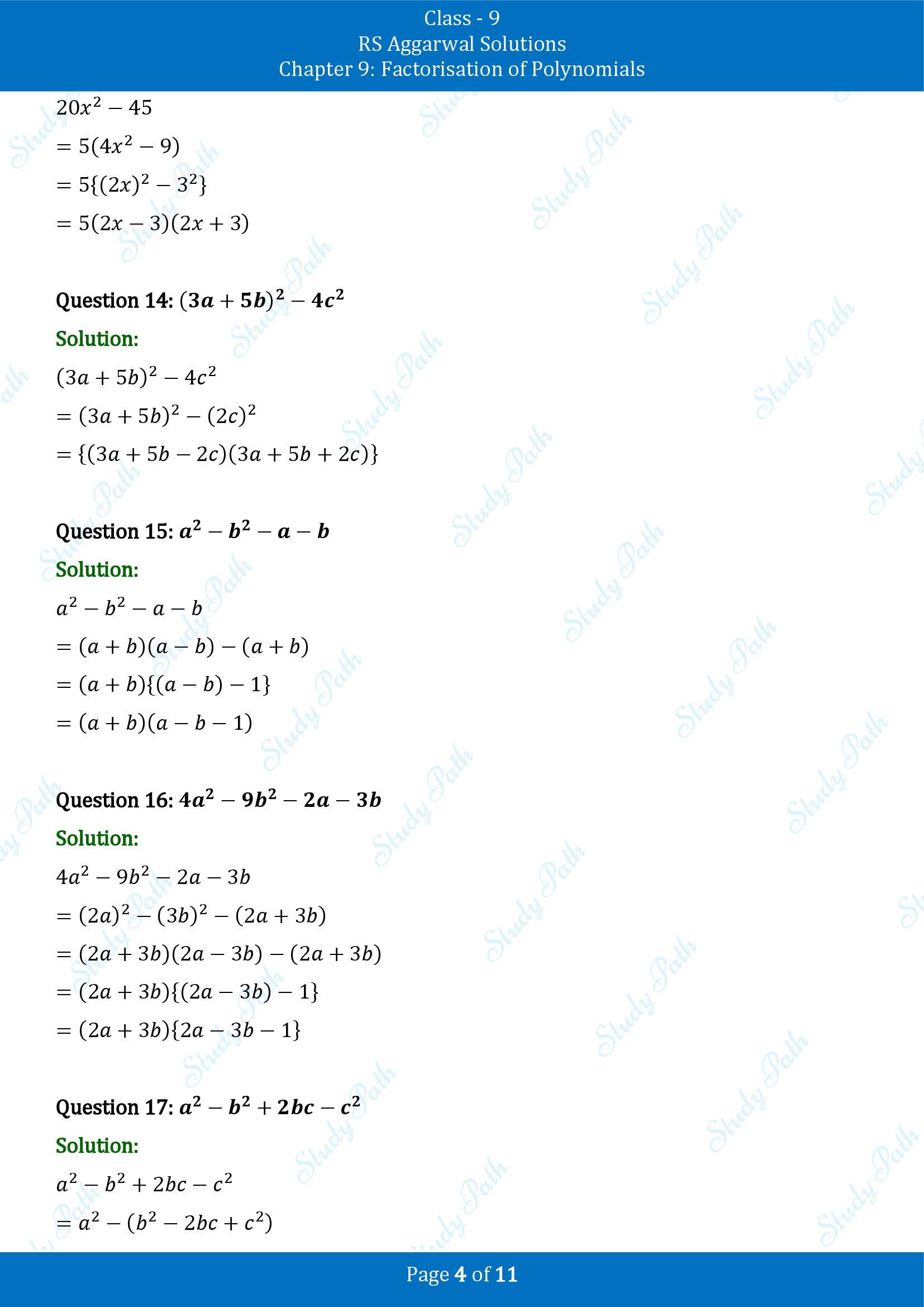 RS Aggarwal Solutions Class 9 Chapter 9 Factorisation of Polynomials Exercise 9B 00004