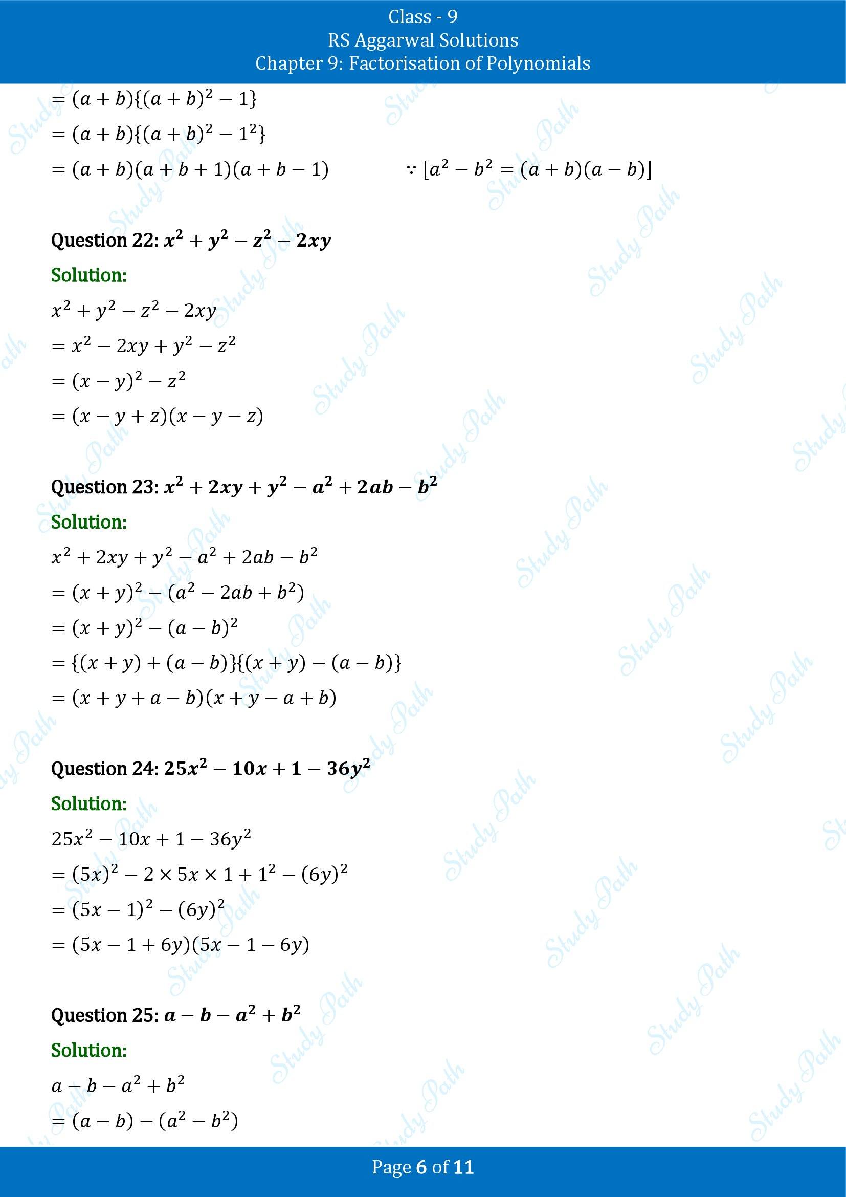 RS Aggarwal Solutions Class 9 Chapter 9 Factorisation of Polynomials Exercise 9B 00006