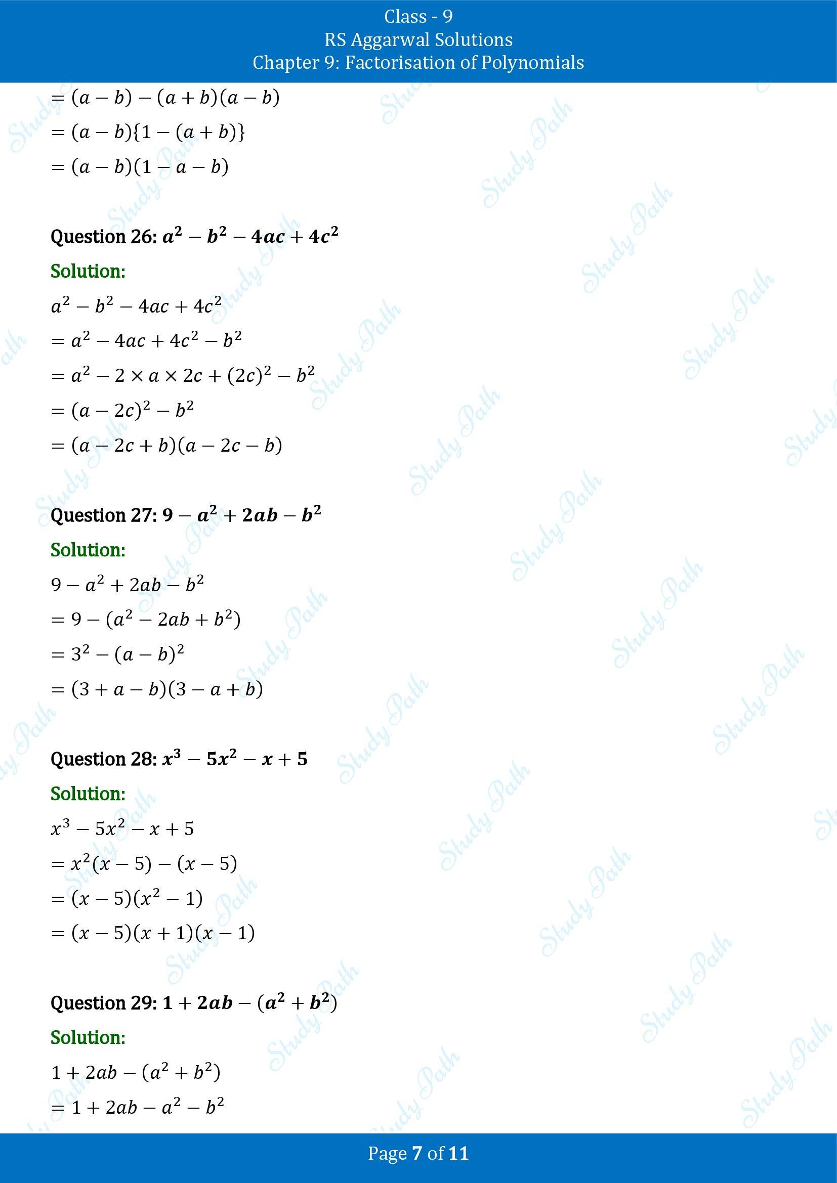 RS Aggarwal Solutions Class 9 Chapter 9 Factorisation of Polynomials Exercise 9B 00007