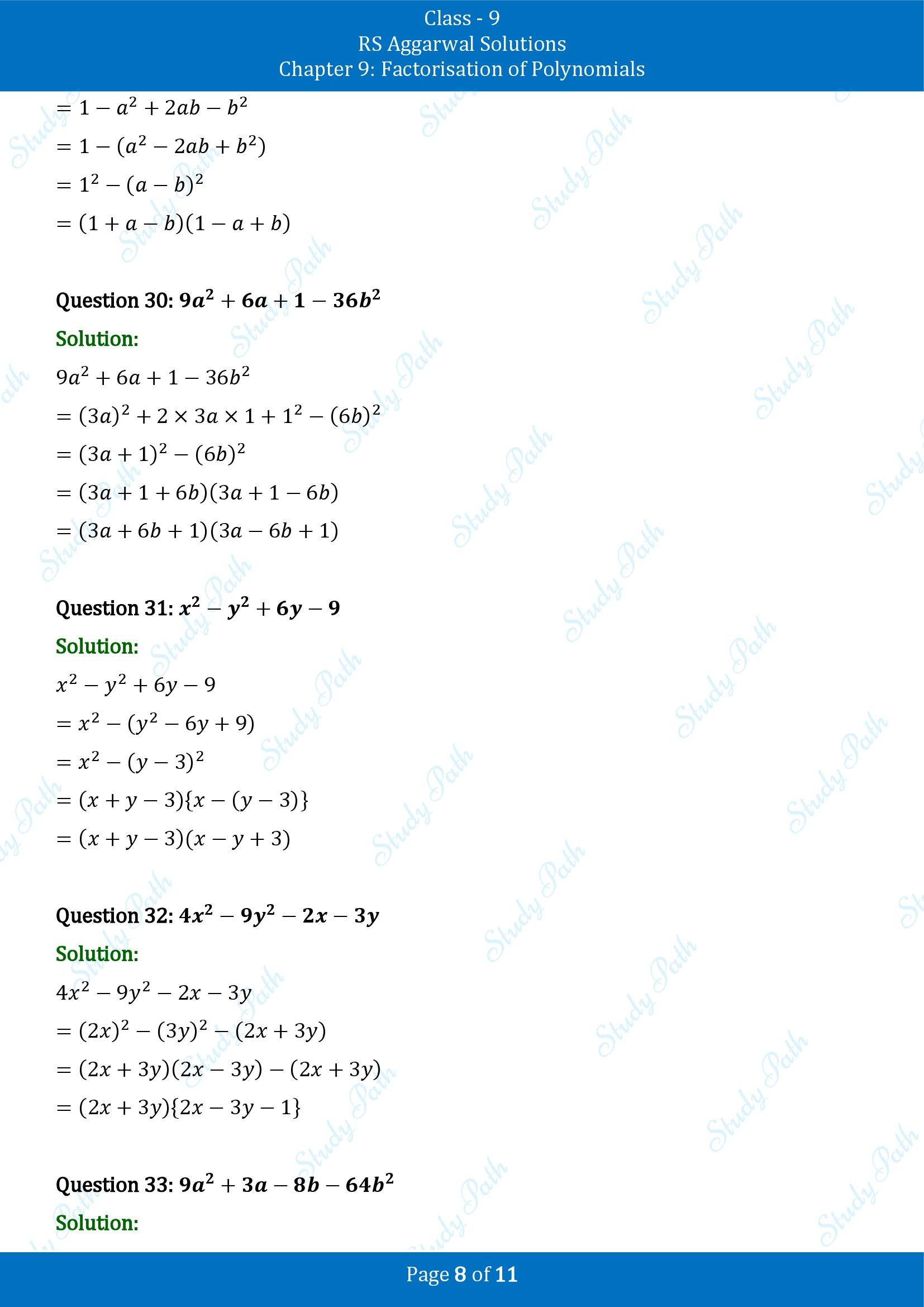 RS Aggarwal Solutions Class 9 Chapter 9 Factorisation of Polynomials Exercise 9B 00008