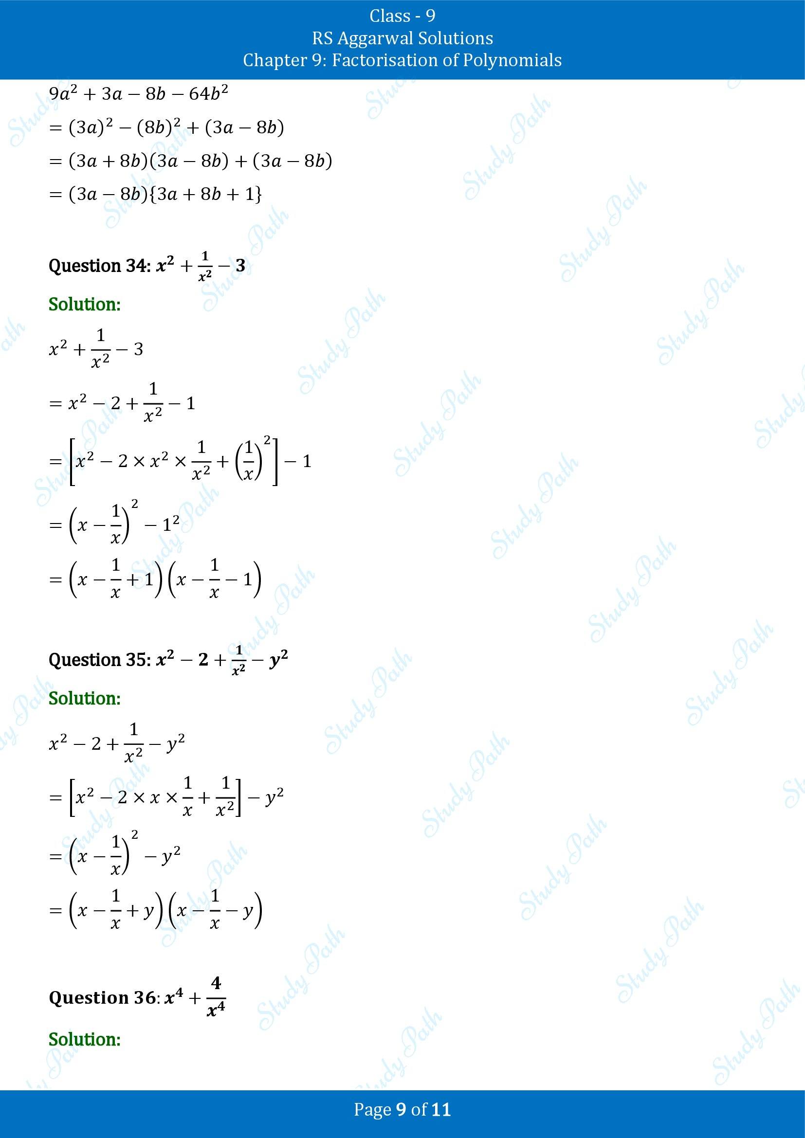 RS Aggarwal Solutions Class 9 Chapter 9 Factorisation of Polynomials Exercise 9B 00009