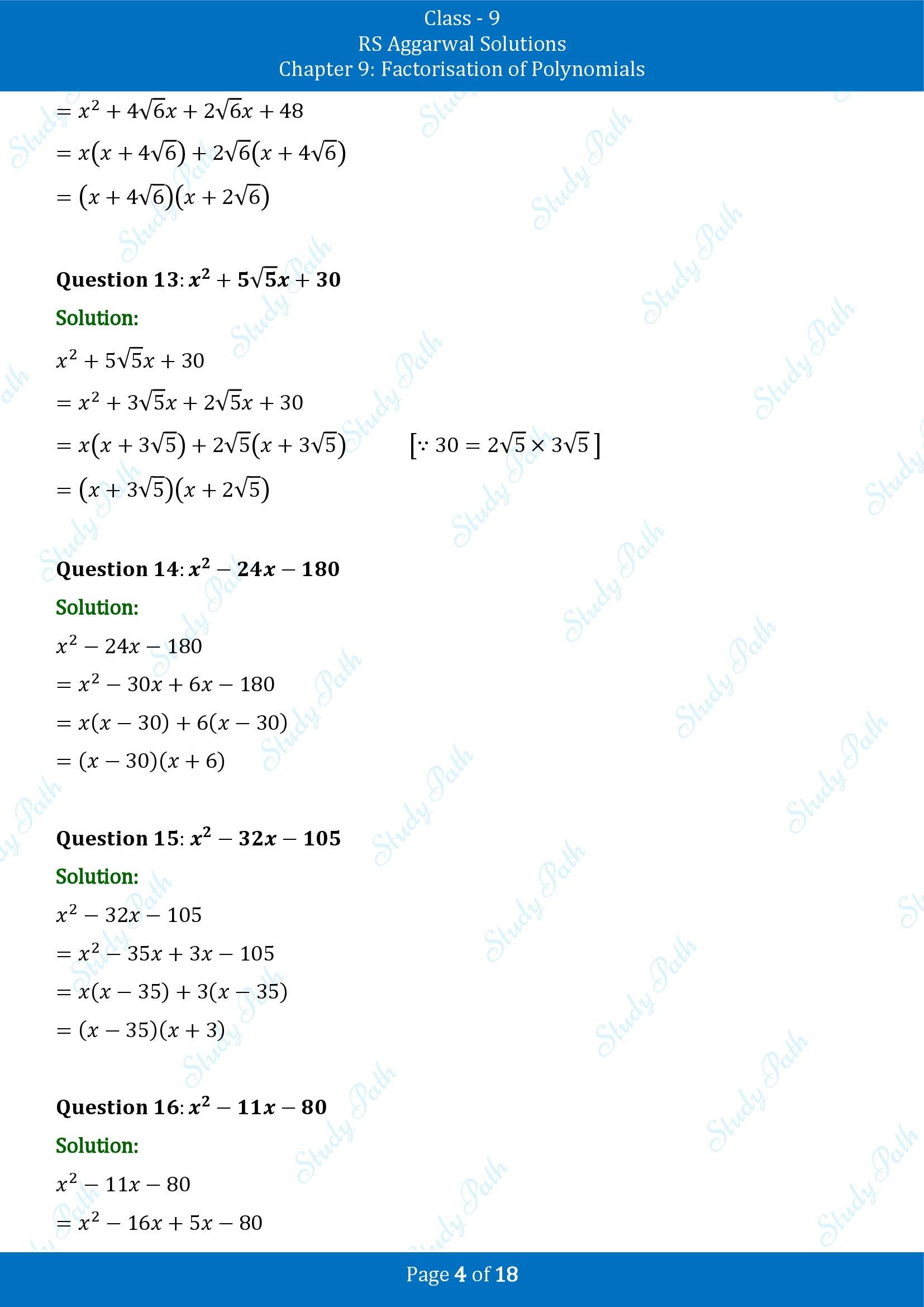 RS Aggarwal Solutions Class 9 Chapter 9 Factorisation of Polynomials Exercise 9C 00004