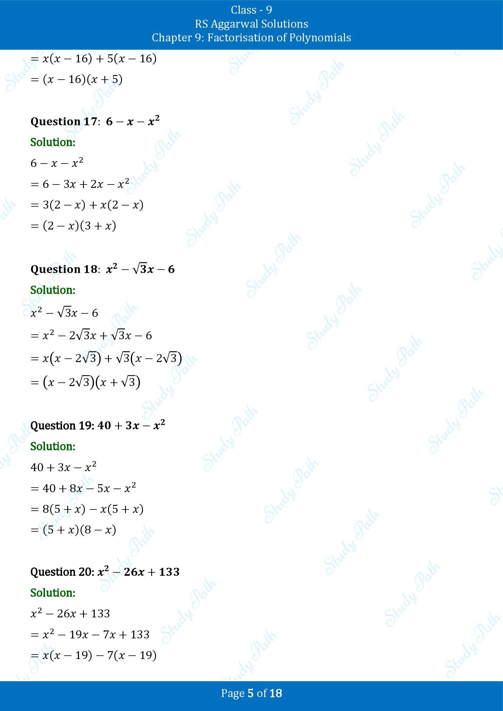 RS Aggarwal Solutions Class 9 Chapter 9 Factorisation of Polynomials Exercise 9C 00005