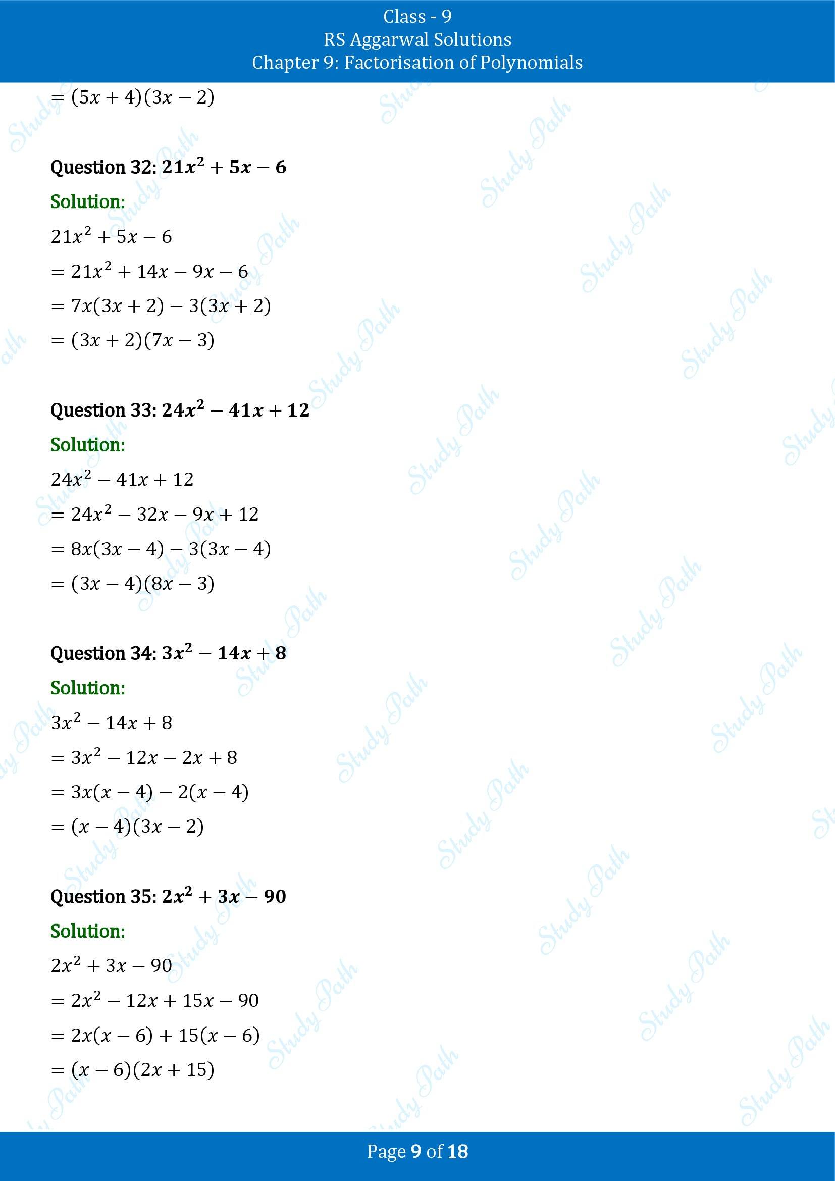 RS Aggarwal Solutions Class 9 Chapter 9 Factorisation of Polynomials Exercise 9C 00009