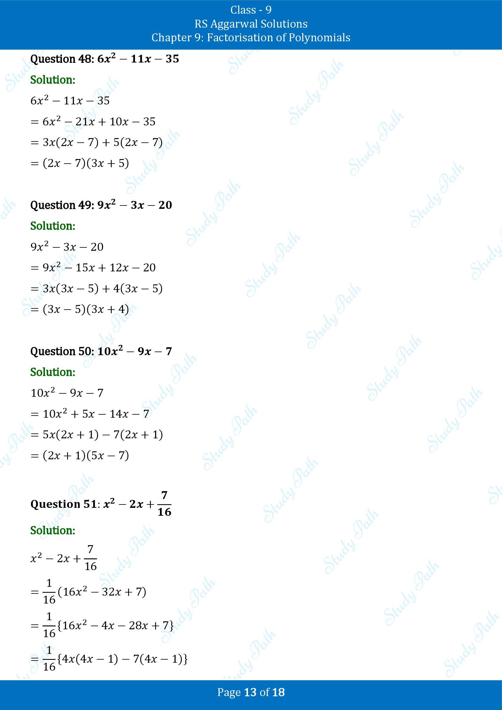 RS Aggarwal Solutions Class 9 Chapter 9 Factorisation of Polynomials Exercise 9C 00013