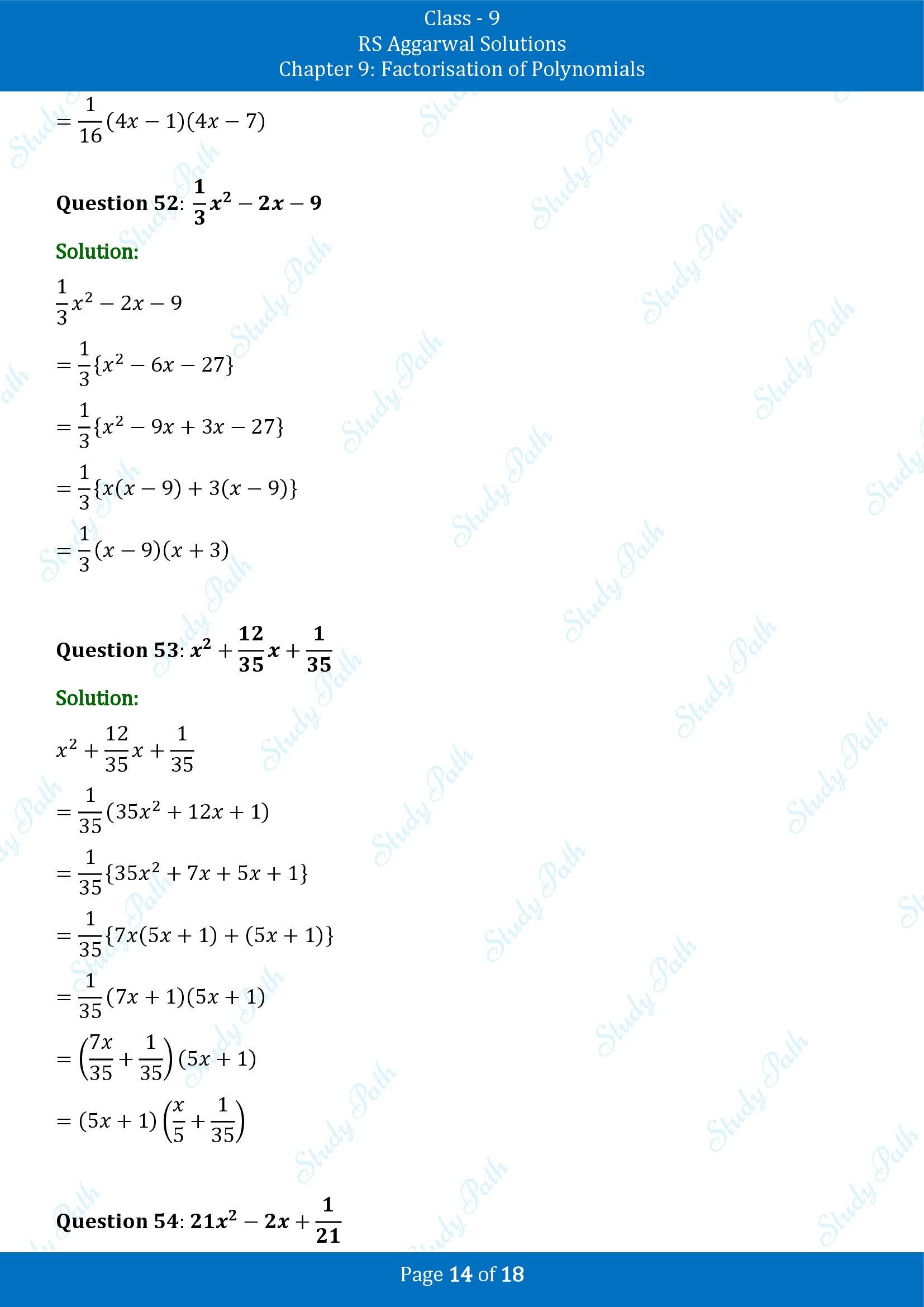 RS Aggarwal Solutions Class 9 Chapter 9 Factorisation of Polynomials Exercise 9C 00014