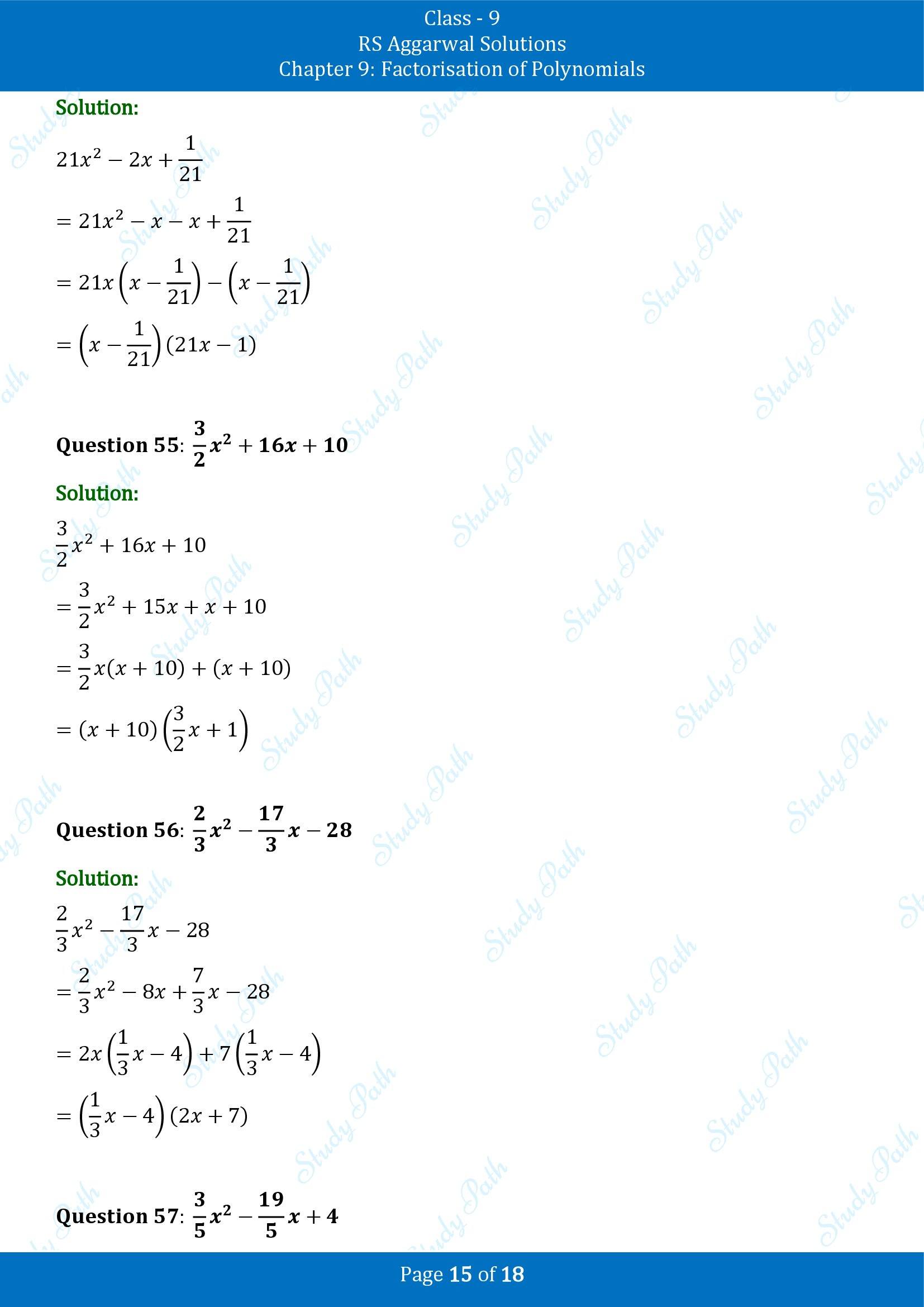 RS Aggarwal Solutions Class 9 Chapter 9 Factorisation of Polynomials Exercise 9C 00015