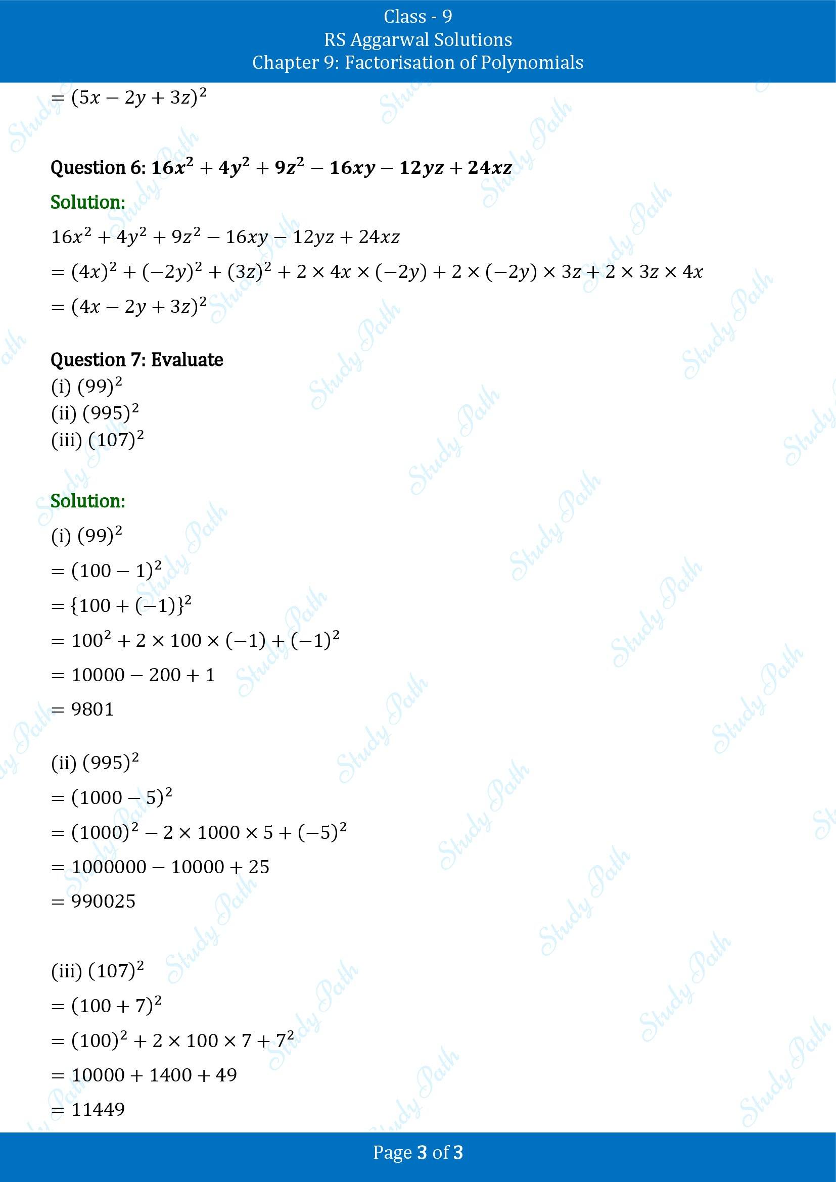 RS Aggarwal Solutions Class 9 Chapter 9 Factorisation of Polynomials Exercise 9D 00003