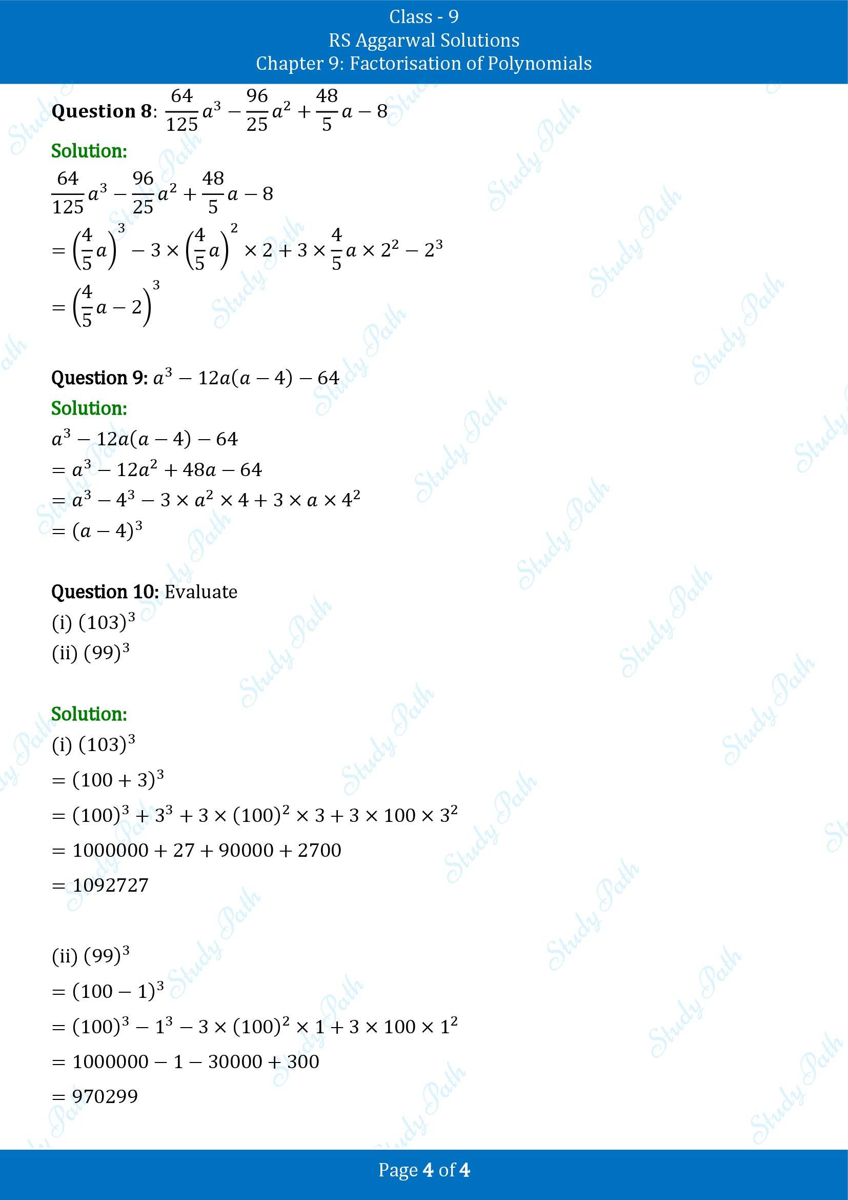 RS Aggarwal Solutions Class 9 Chapter 9 Factorisation of Polynomials Exercise 9E 00004