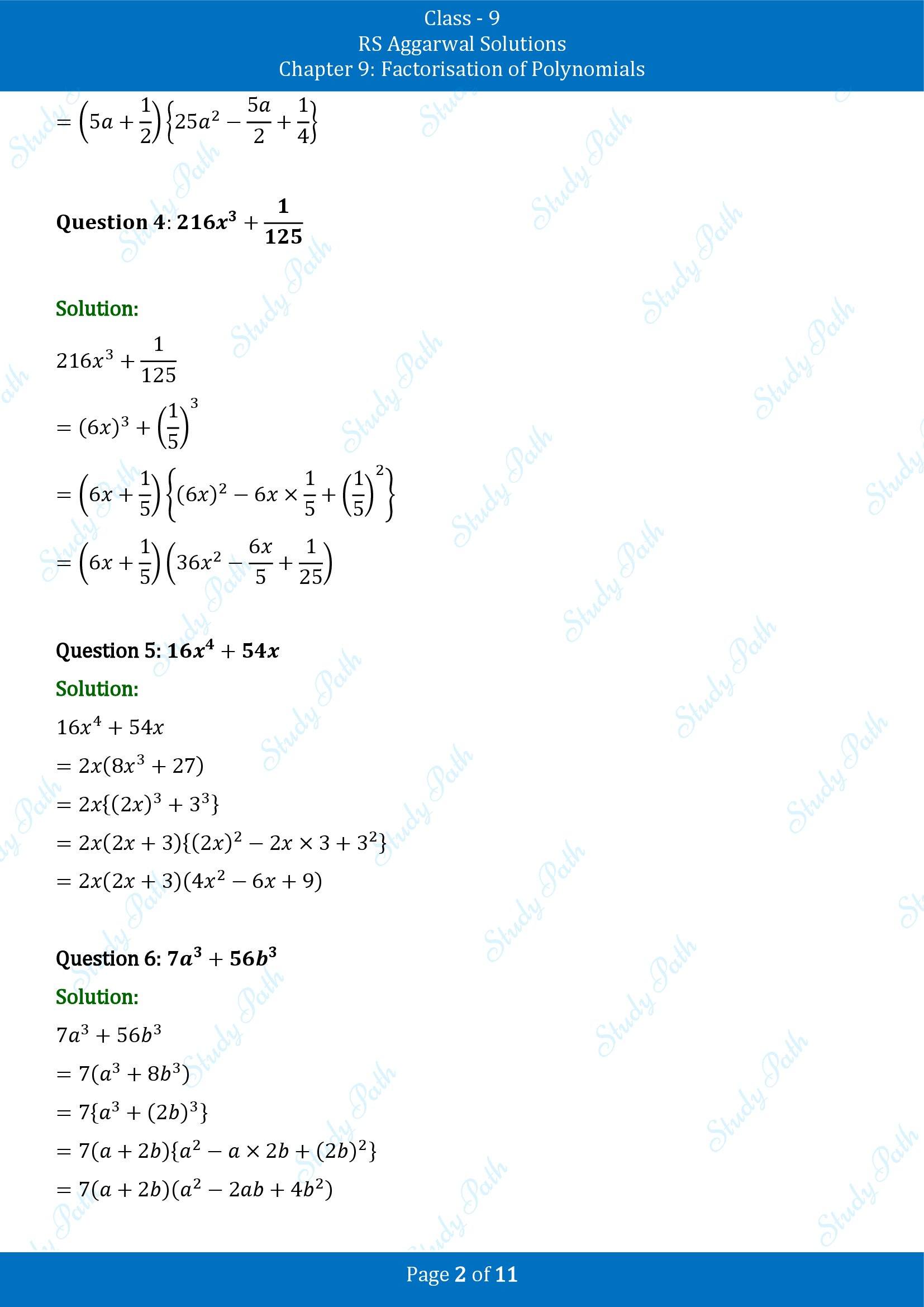 RS Aggarwal Solutions Class 9 Chapter 9 Factorisation of Polynomials Exercise 9F 00002