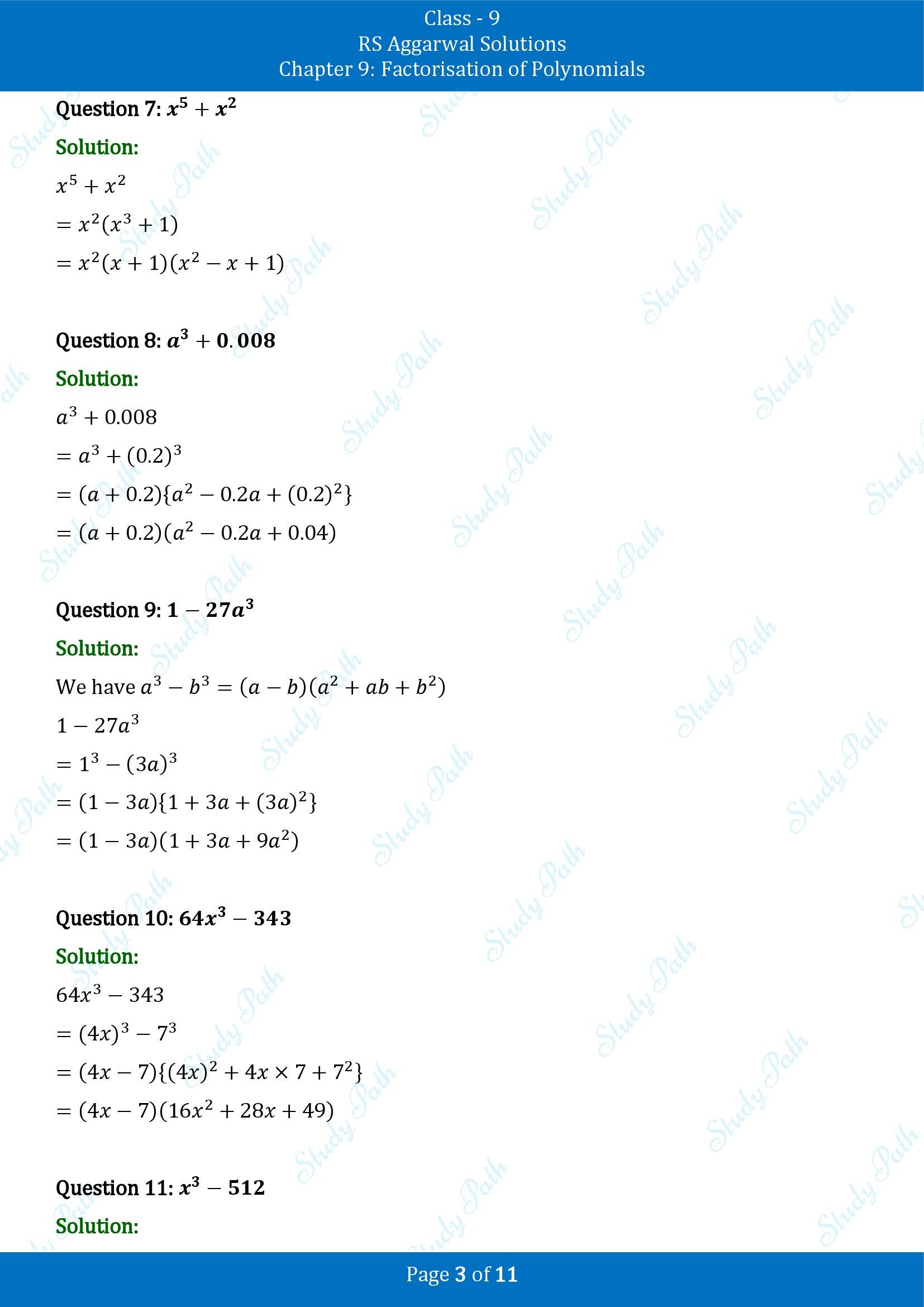 RS Aggarwal Solutions Class 9 Chapter 9 Factorisation of Polynomials Exercise 9F 00003