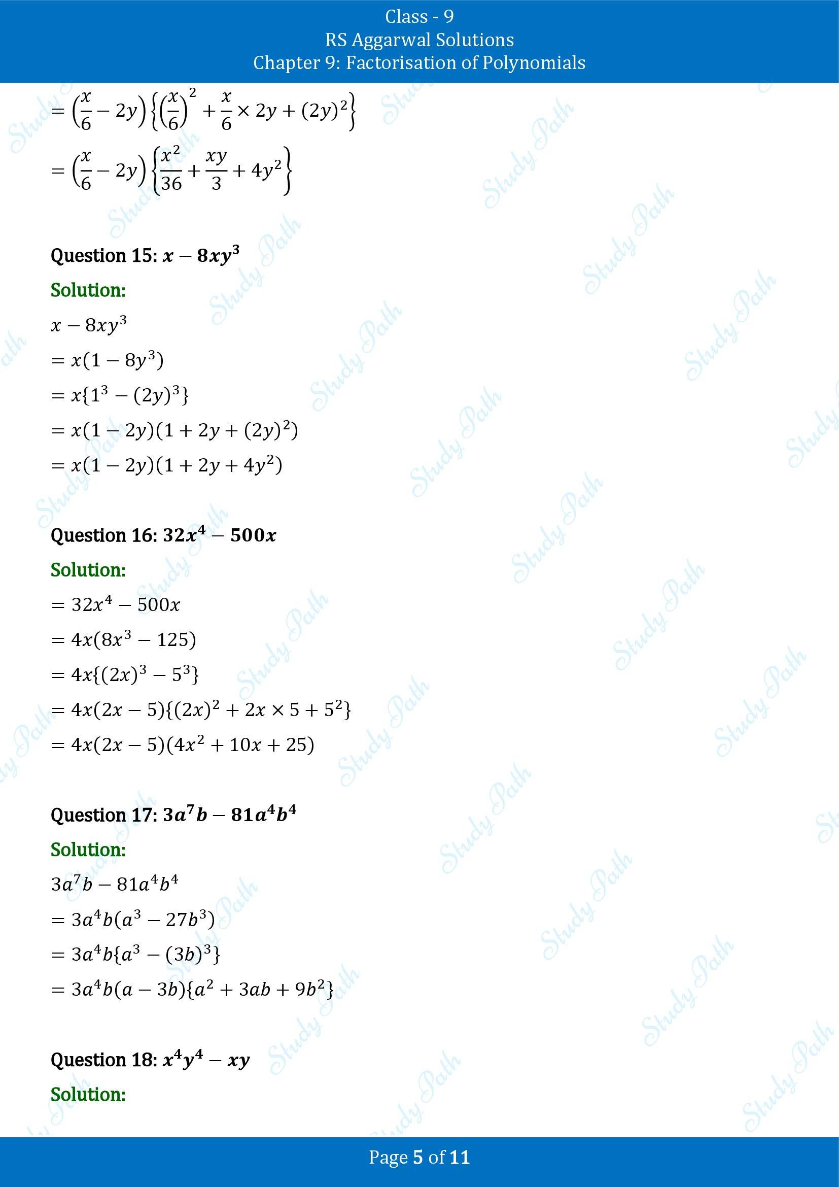 RS Aggarwal Solutions Class 9 Chapter 9 Factorisation of Polynomials Exercise 9F 00005
