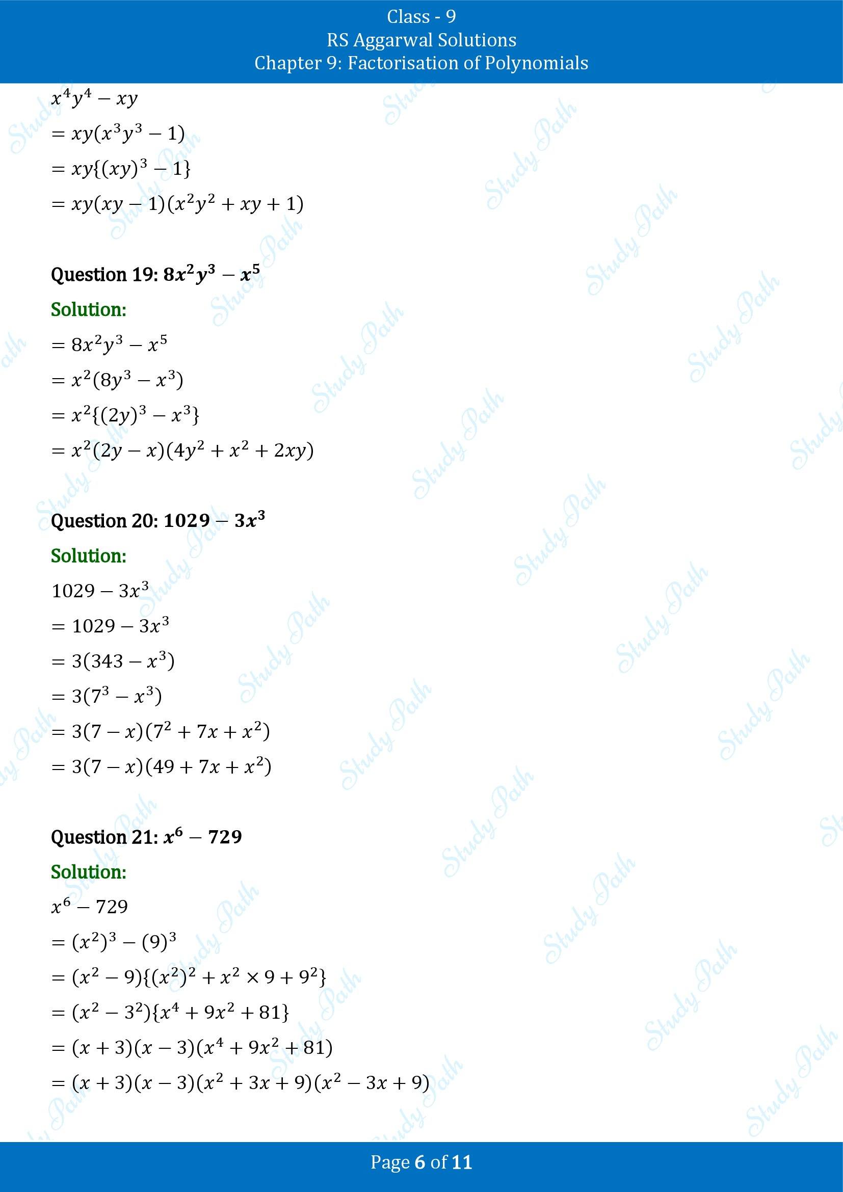 RS Aggarwal Solutions Class 9 Chapter 9 Factorisation of Polynomials Exercise 9F 00006