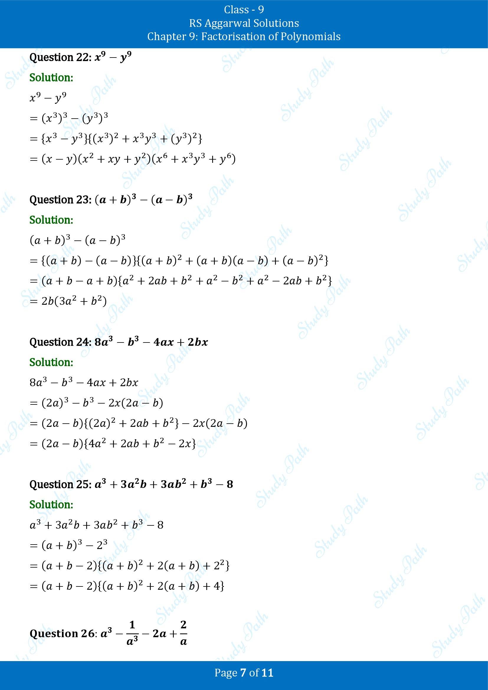 RS Aggarwal Solutions Class 9 Chapter 9 Factorisation of Polynomials Exercise 9F 00007