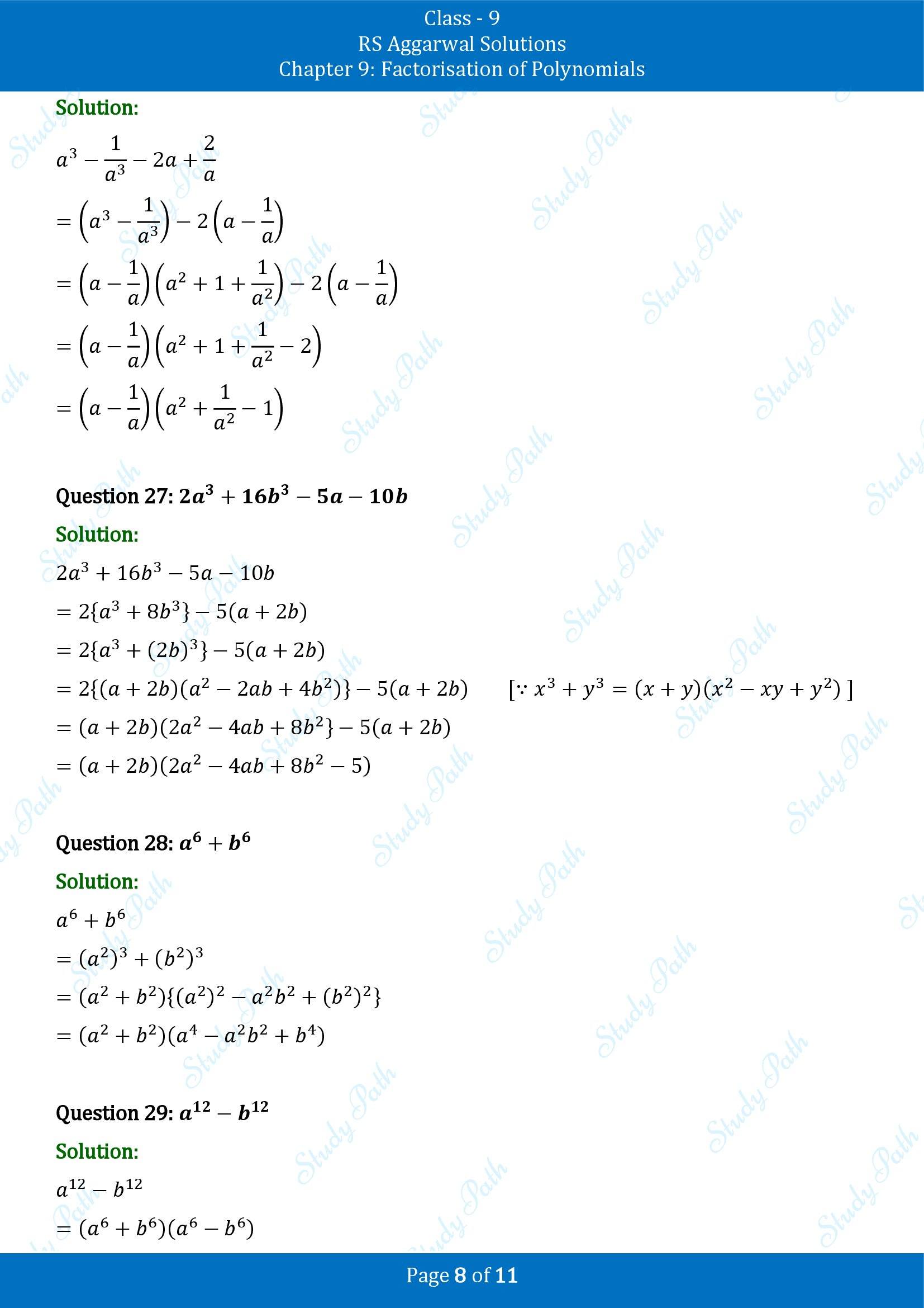 RS Aggarwal Solutions Class 9 Chapter 9 Factorisation of Polynomials Exercise 9F 00008