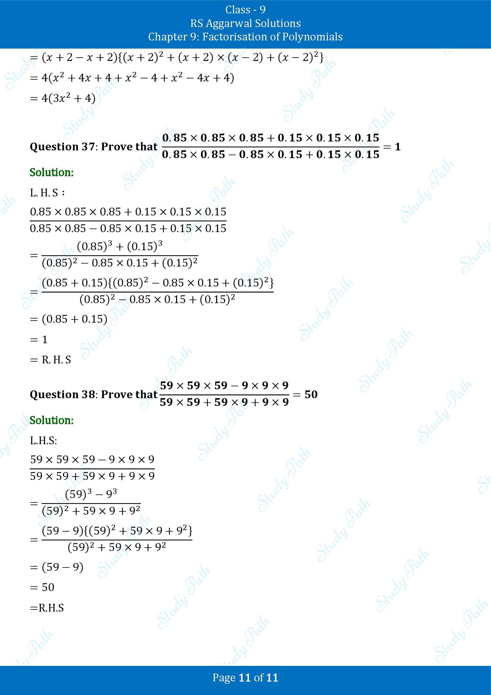 RS Aggarwal Solutions Class 9 Chapter 9 Factorisation of Polynomials Exercise 9F 00011
