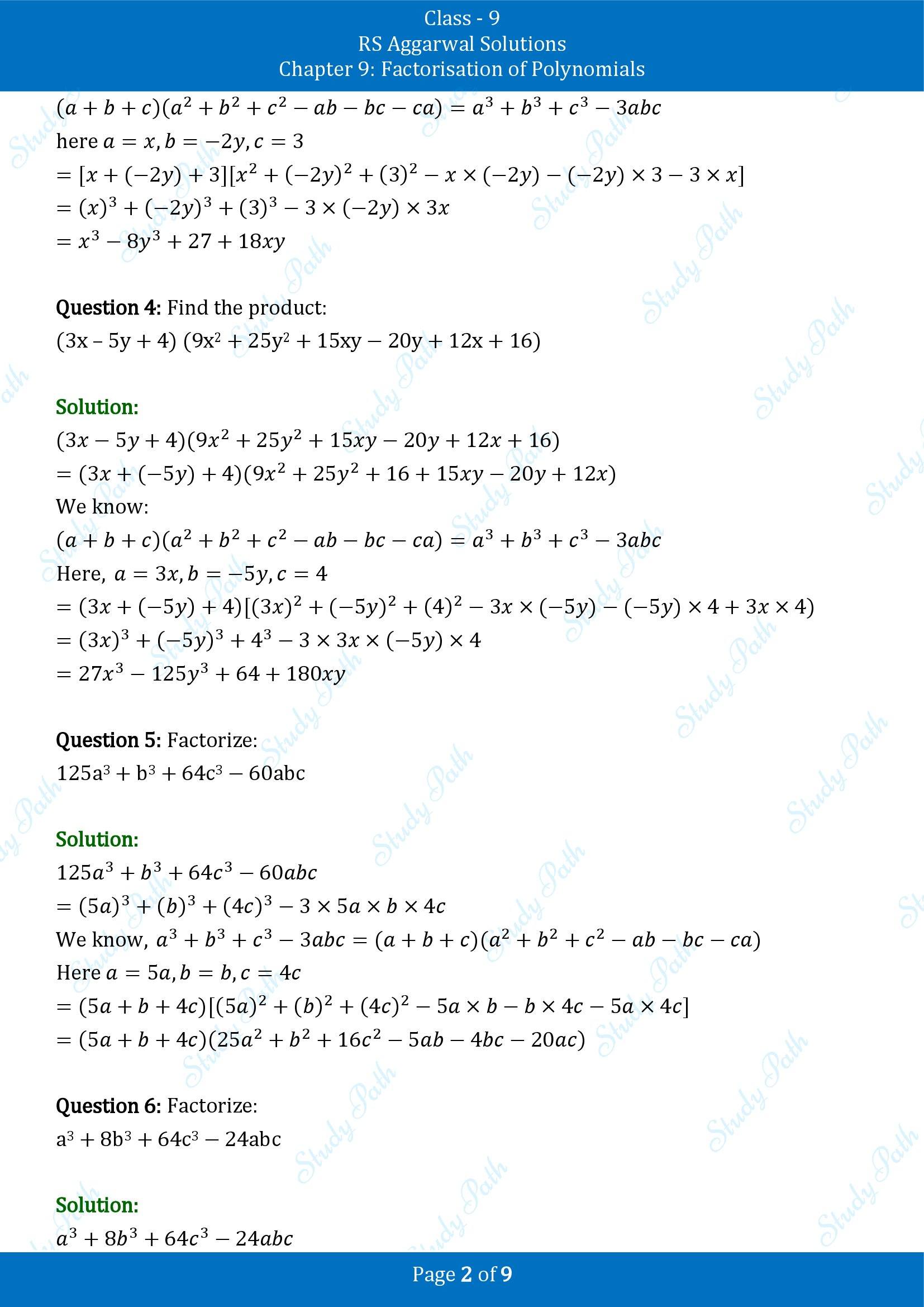 RS Aggarwal Solutions Class 9 Chapter 9 Factorisation of Polynomials Exercise 9G 00002