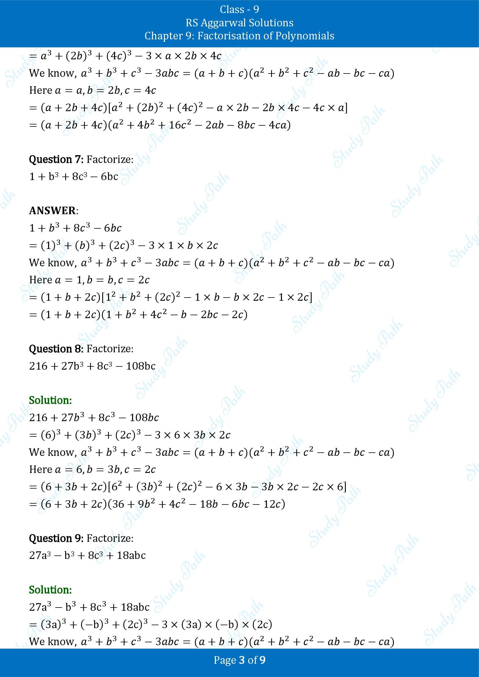 RS Aggarwal Solutions Class 9 Chapter 9 Factorisation of Polynomials Exercise 9G 00003
