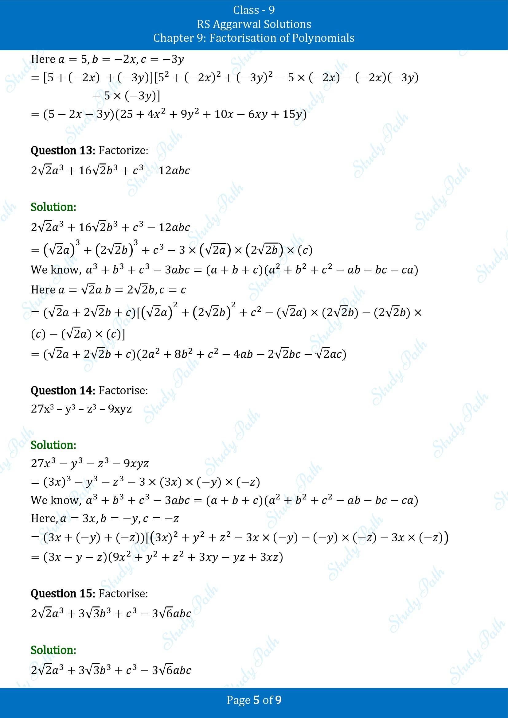 RS Aggarwal Solutions Class 9 Chapter 9 Factorisation of Polynomials Exercise 9G 00005