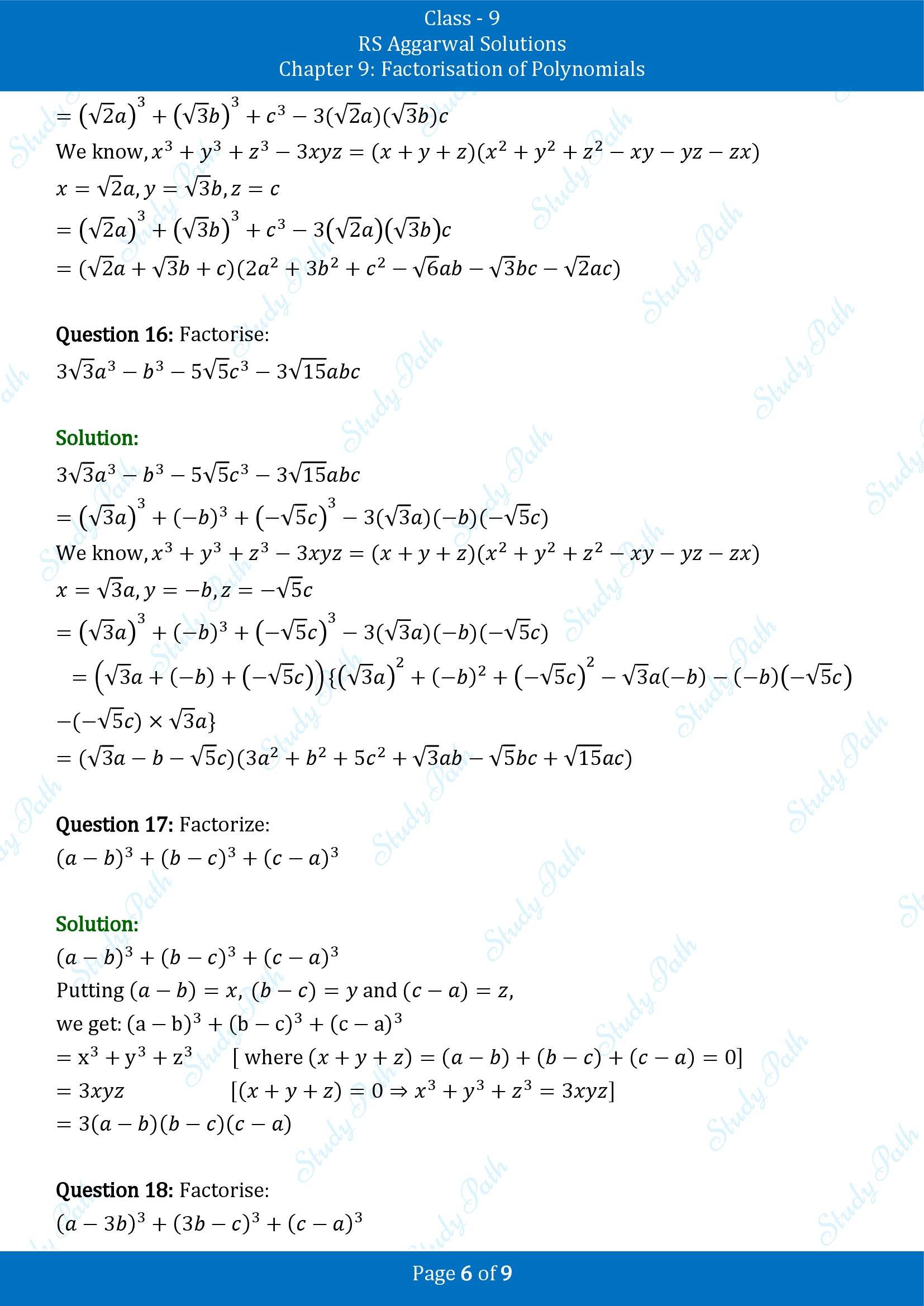 RS Aggarwal Solutions Class 9 Chapter 9 Factorisation of Polynomials Exercise 9G 00006