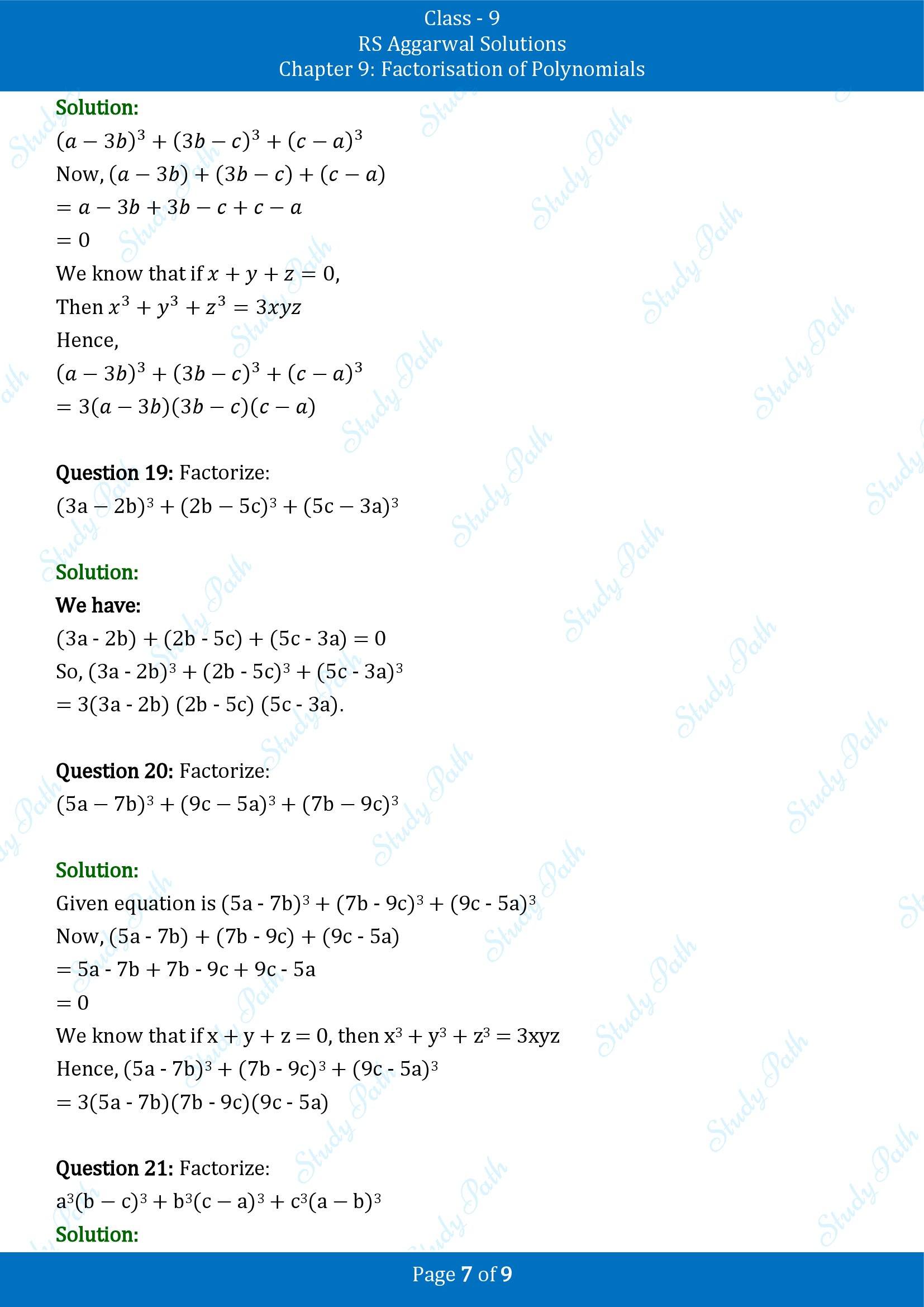 RS Aggarwal Solutions Class 9 Chapter 9 Factorisation of Polynomials Exercise 9G 00007