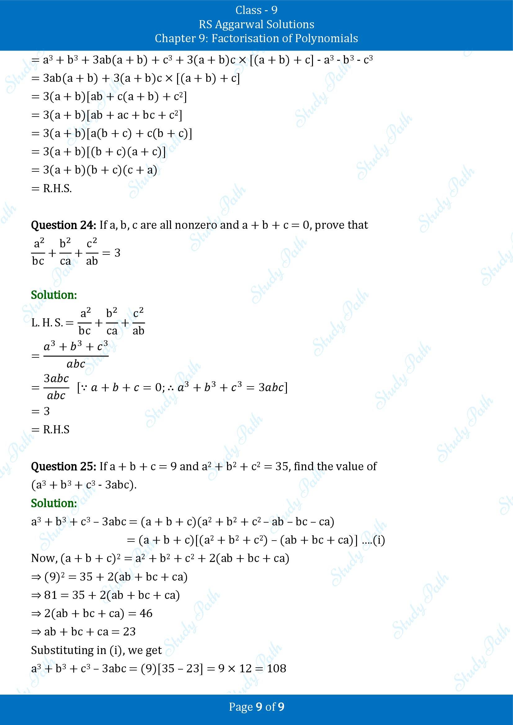 RS Aggarwal Solutions Class 9 Chapter 9 Factorisation of Polynomials Exercise 9G 00009