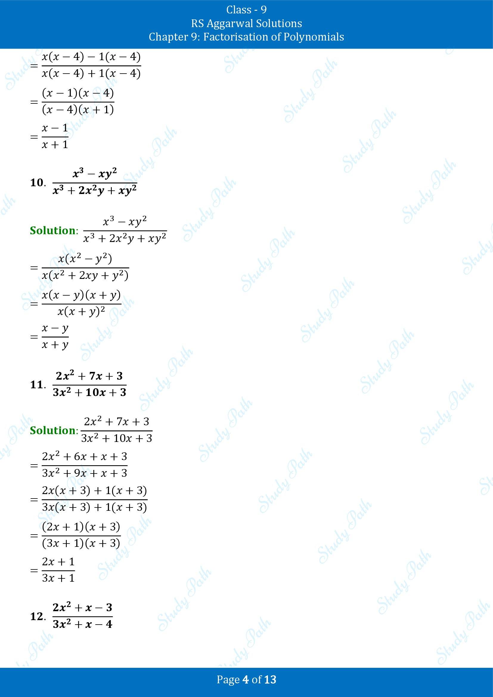 RS Aggarwal Solutions Class 9 Chapter 9 Factorisation of Polynomials Exercise 9H 00004
