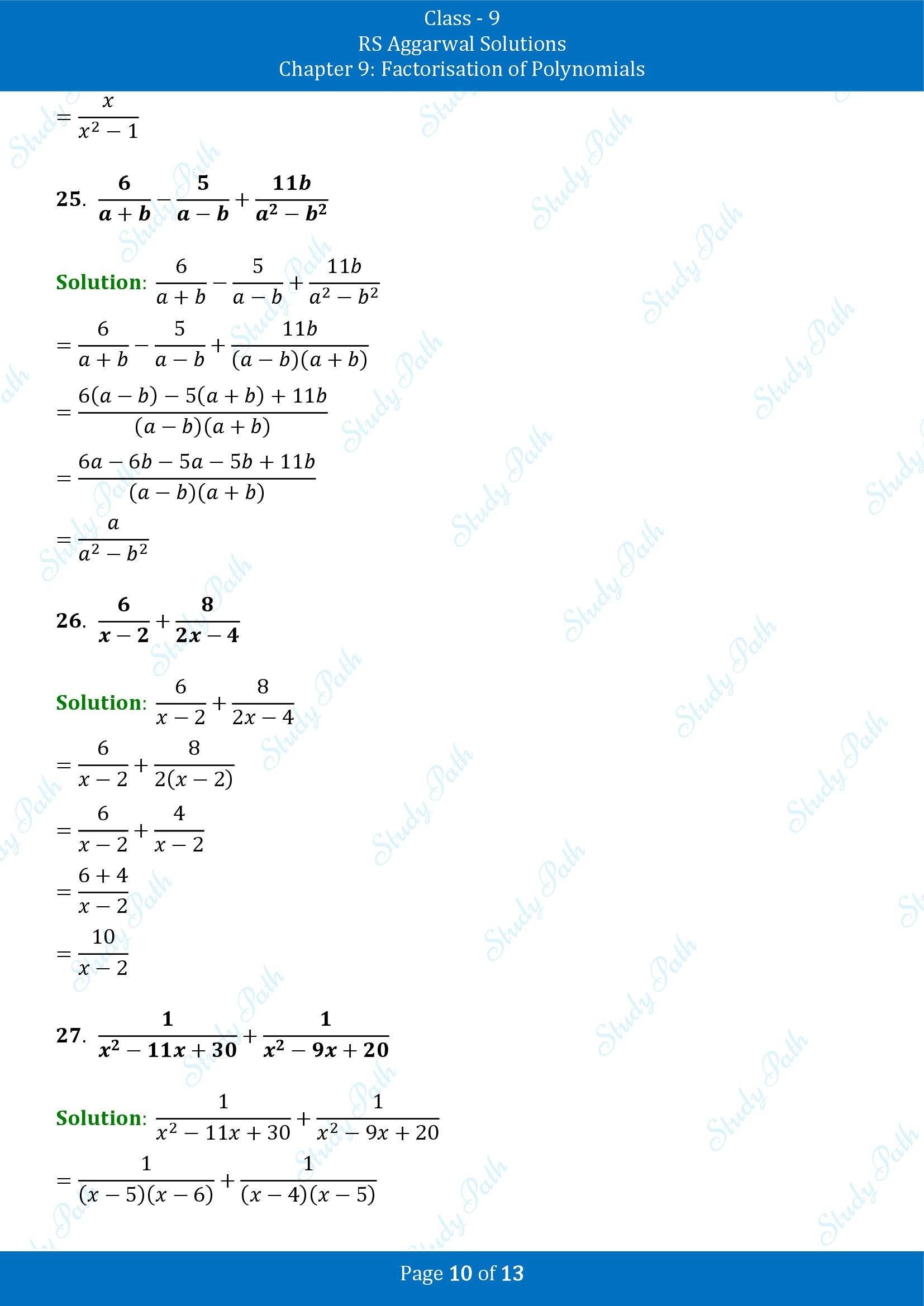 RS Aggarwal Solutions Class 9 Chapter 9 Factorisation of Polynomials Exercise 9H 00010