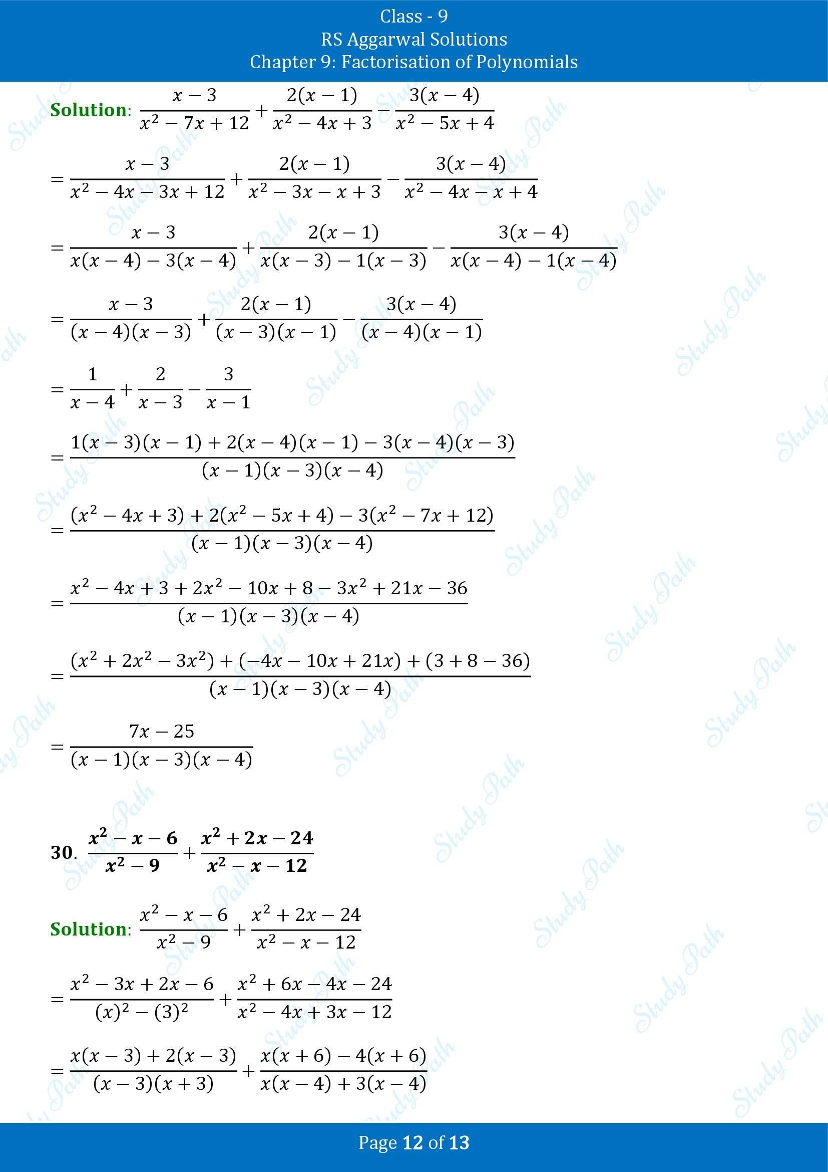 RS Aggarwal Solutions Class 9 Chapter 9 Factorisation of Polynomials Exercise 9H 00012
